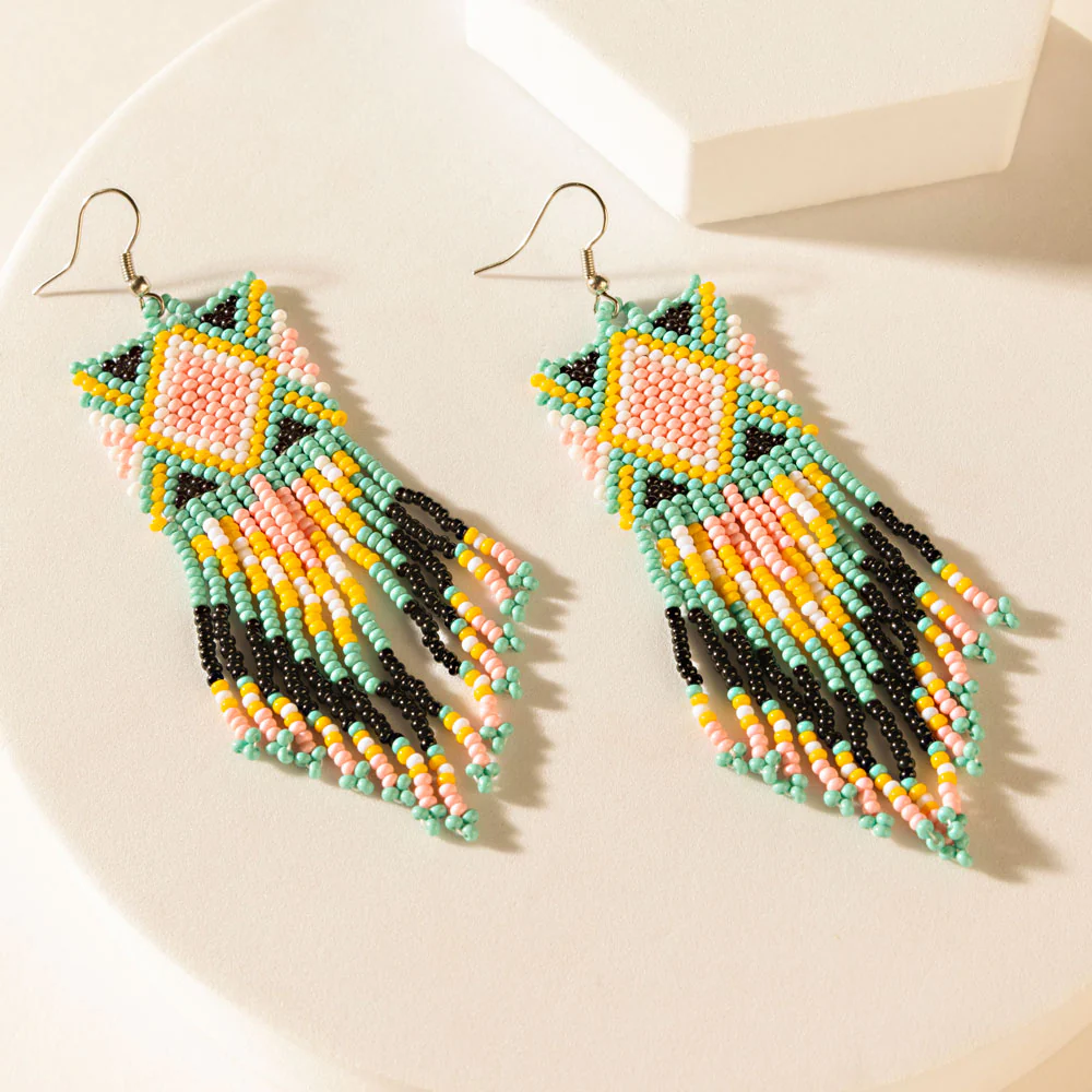 Rodeo Pop Beaded Earrings in Sunny Teal