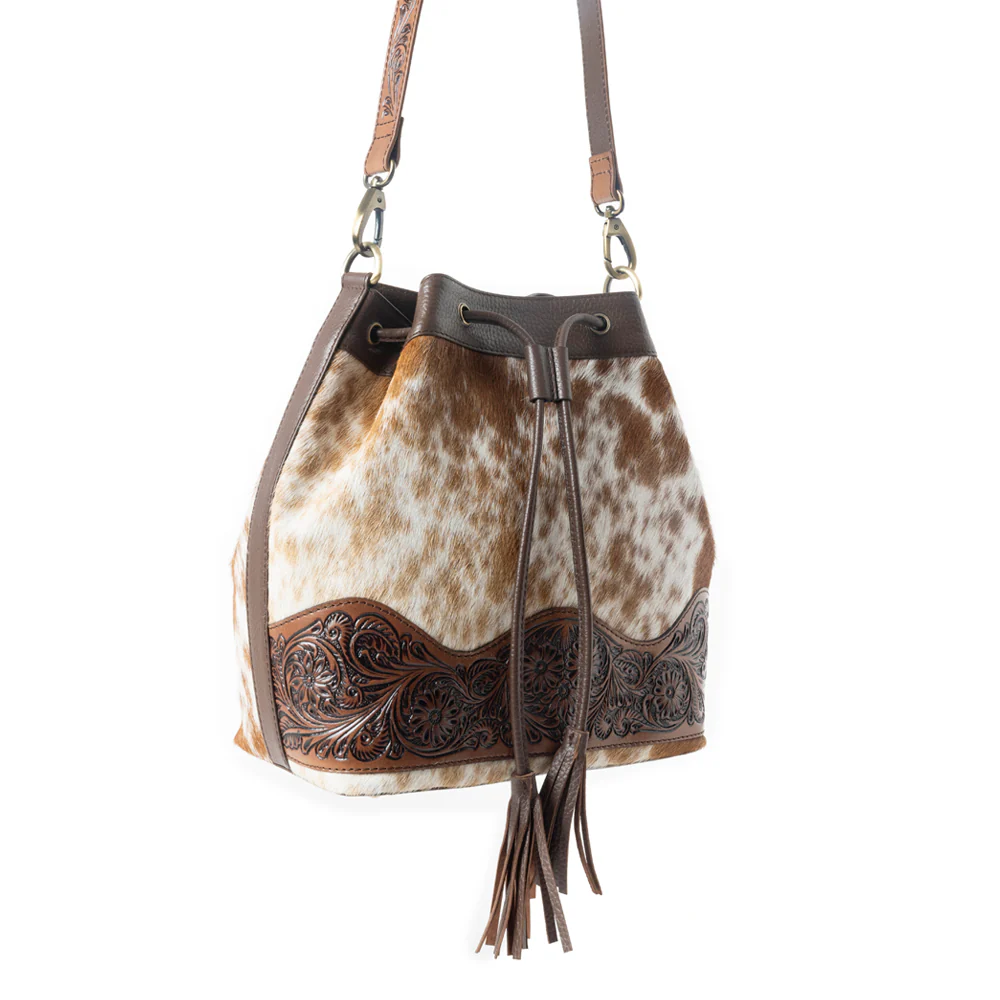 Rustlerâs Charm Handtooled Bucket Bag in Brown