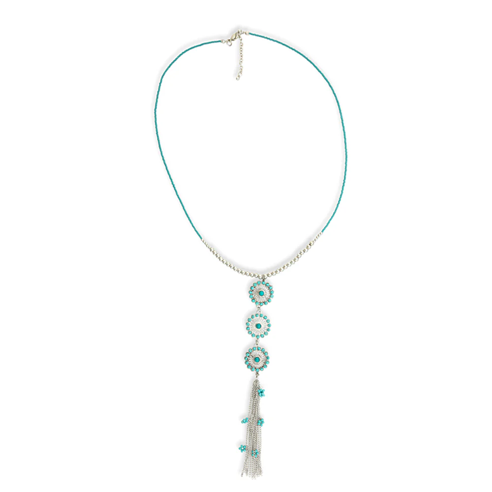Bloom Flower Mini Concho Tassled Necklace