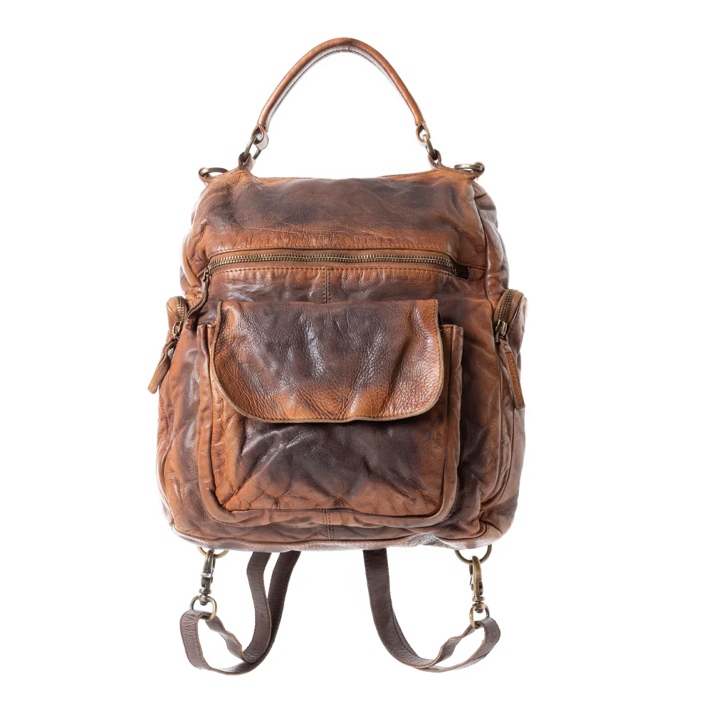 Sheriffâs Dusk Leather Backpack in Smoky Brown