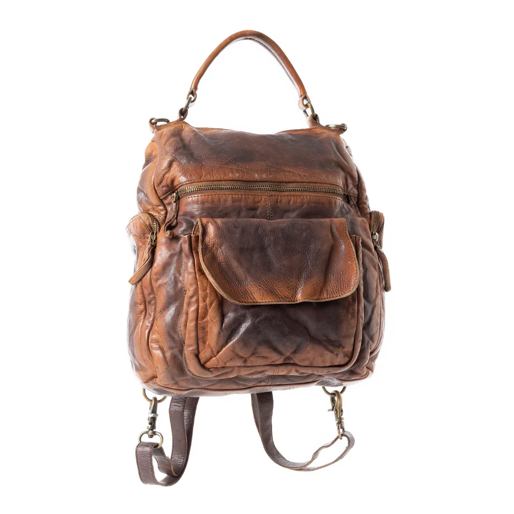 Sheriffâs Dusk Leather Backpack in Smoky Brown