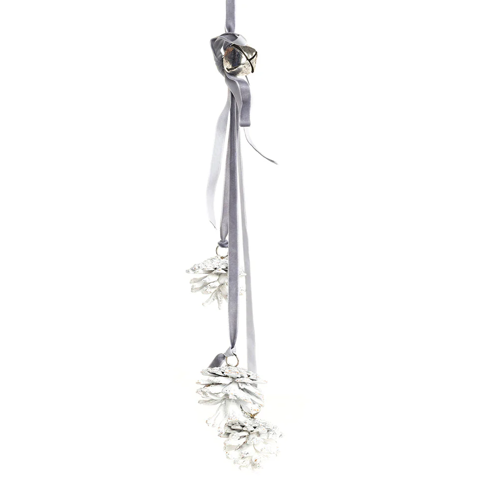 Silver & Frost Pine Cones Ornament