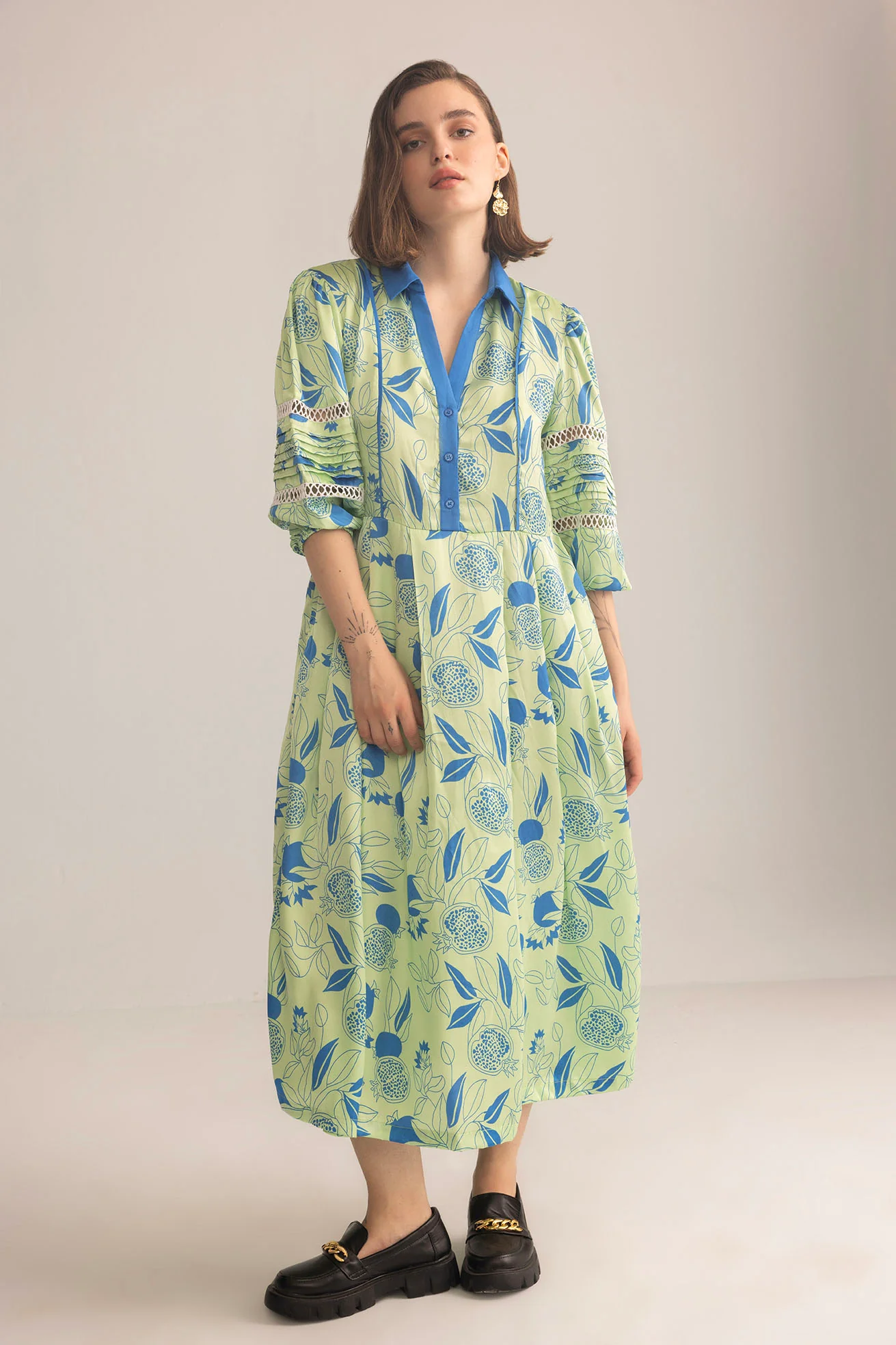Sweet Syllable Shirt Dress in green