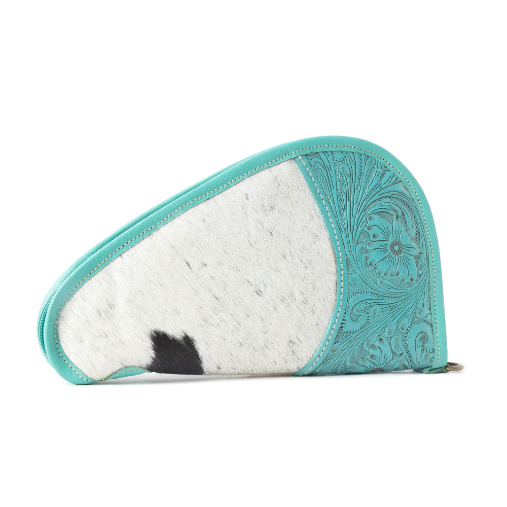 The Lone Prairie Tooled Hairon Gun Case in Desert Teal