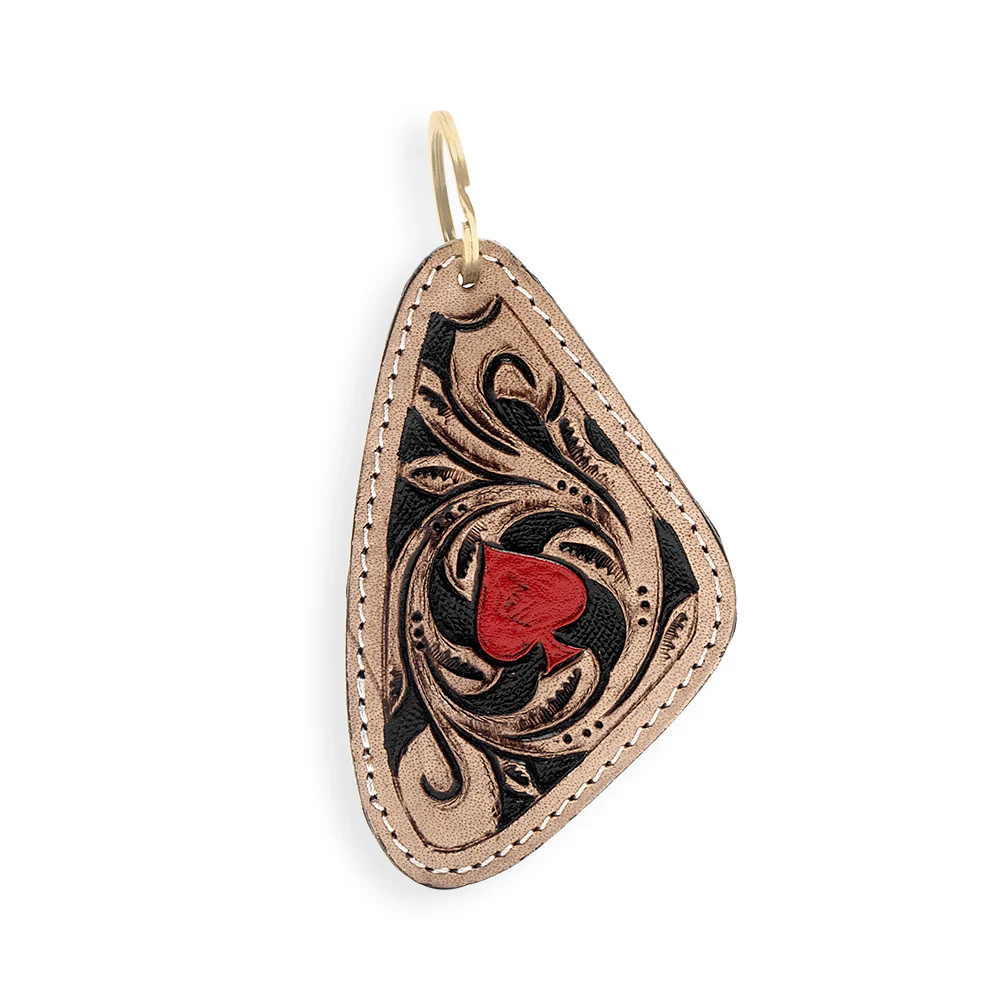 The Red Spade Hand-tooled Leather Key Fob