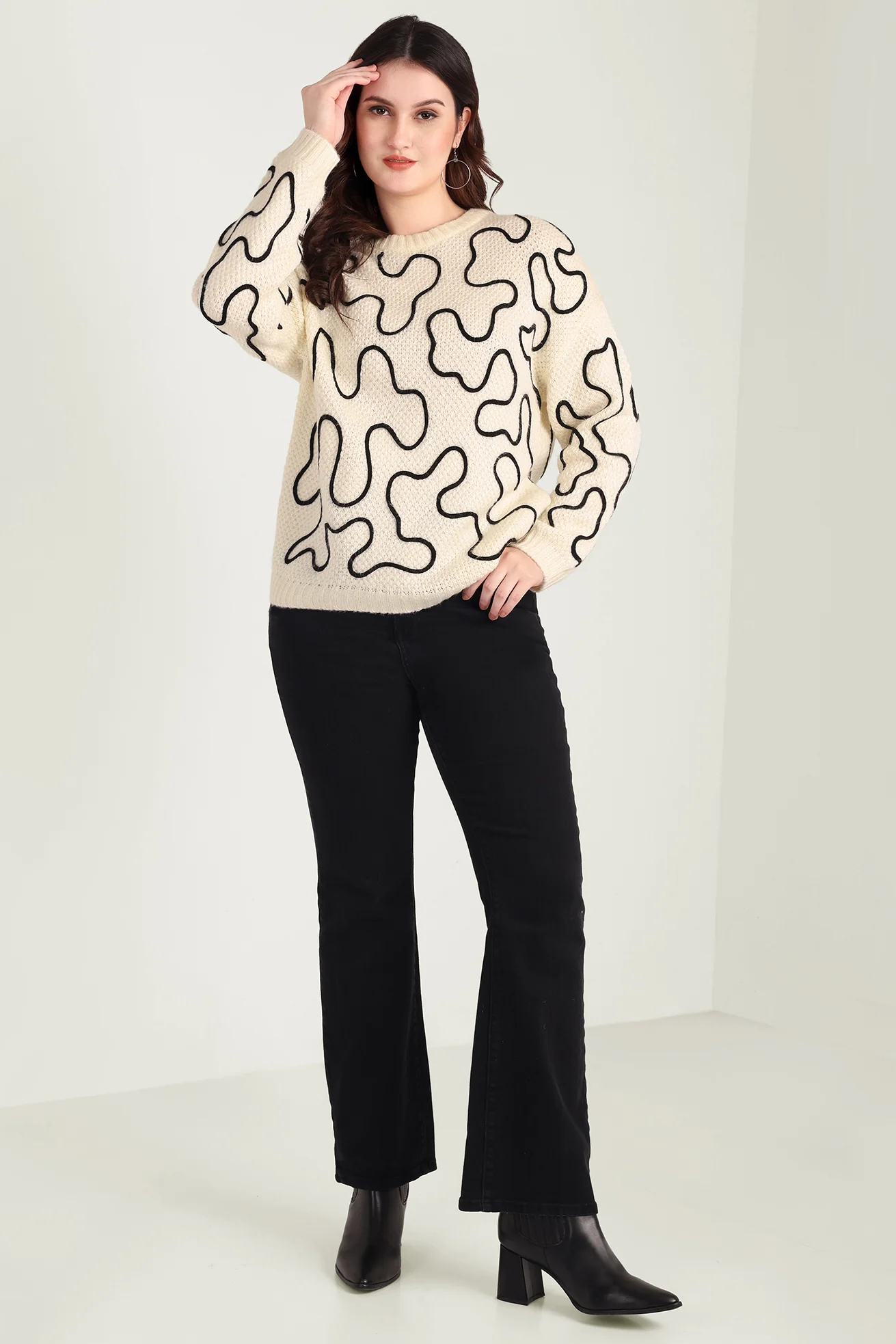 Twist of West Knitted Sweater in Canyon White