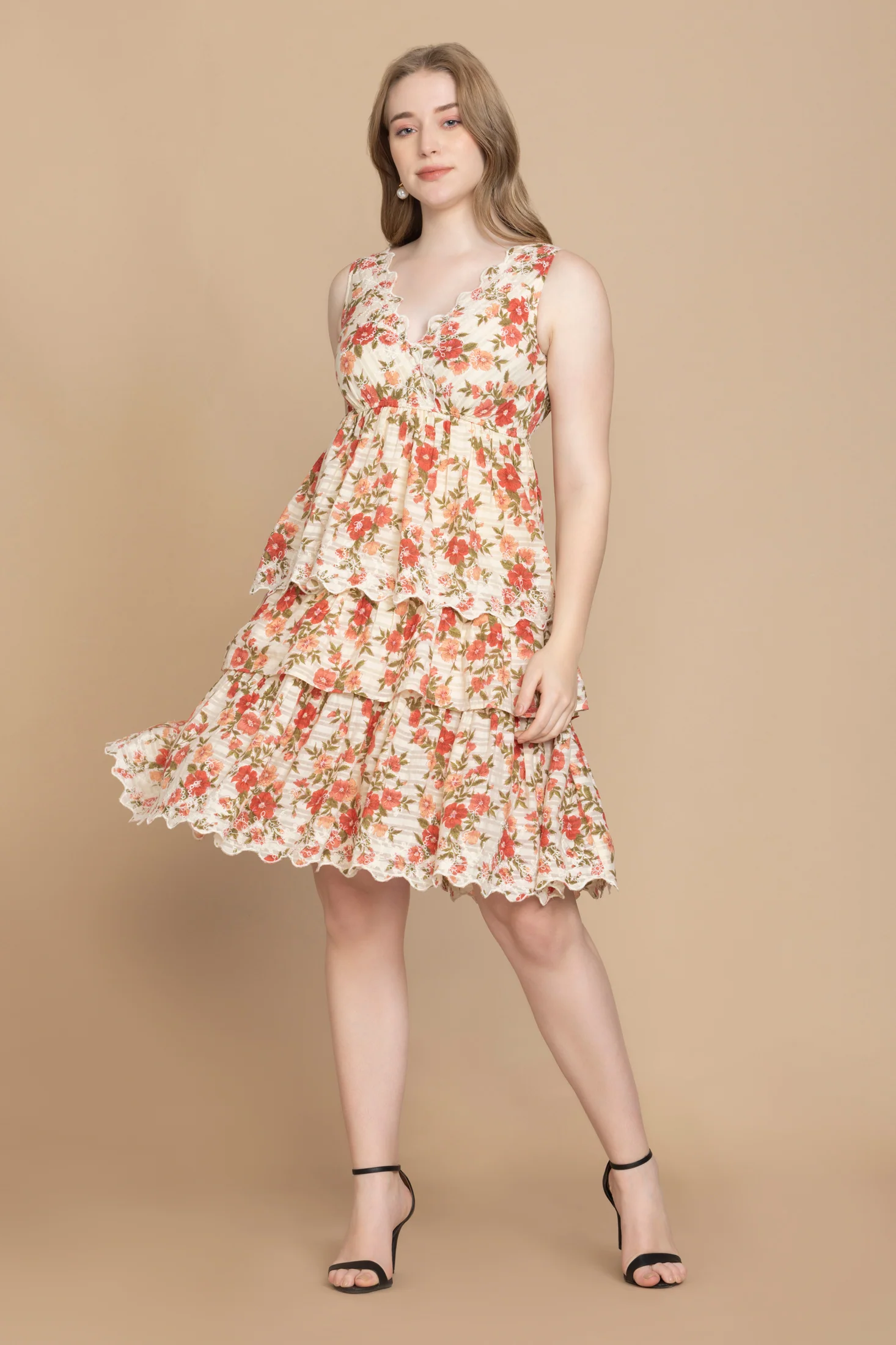 Bohera Silvianna V-Neck Tieried Skirt Dress