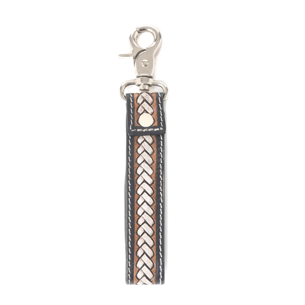 Braided Buckle Hairon Key Fob in Dusty Bronze