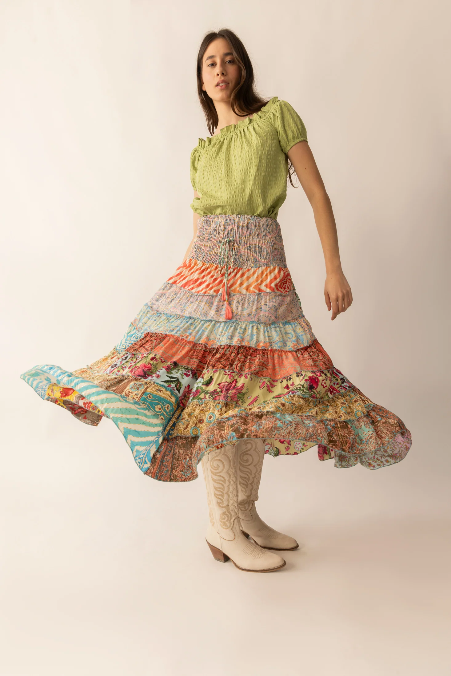 Cassandra Patchwork Skirts In Multicolor