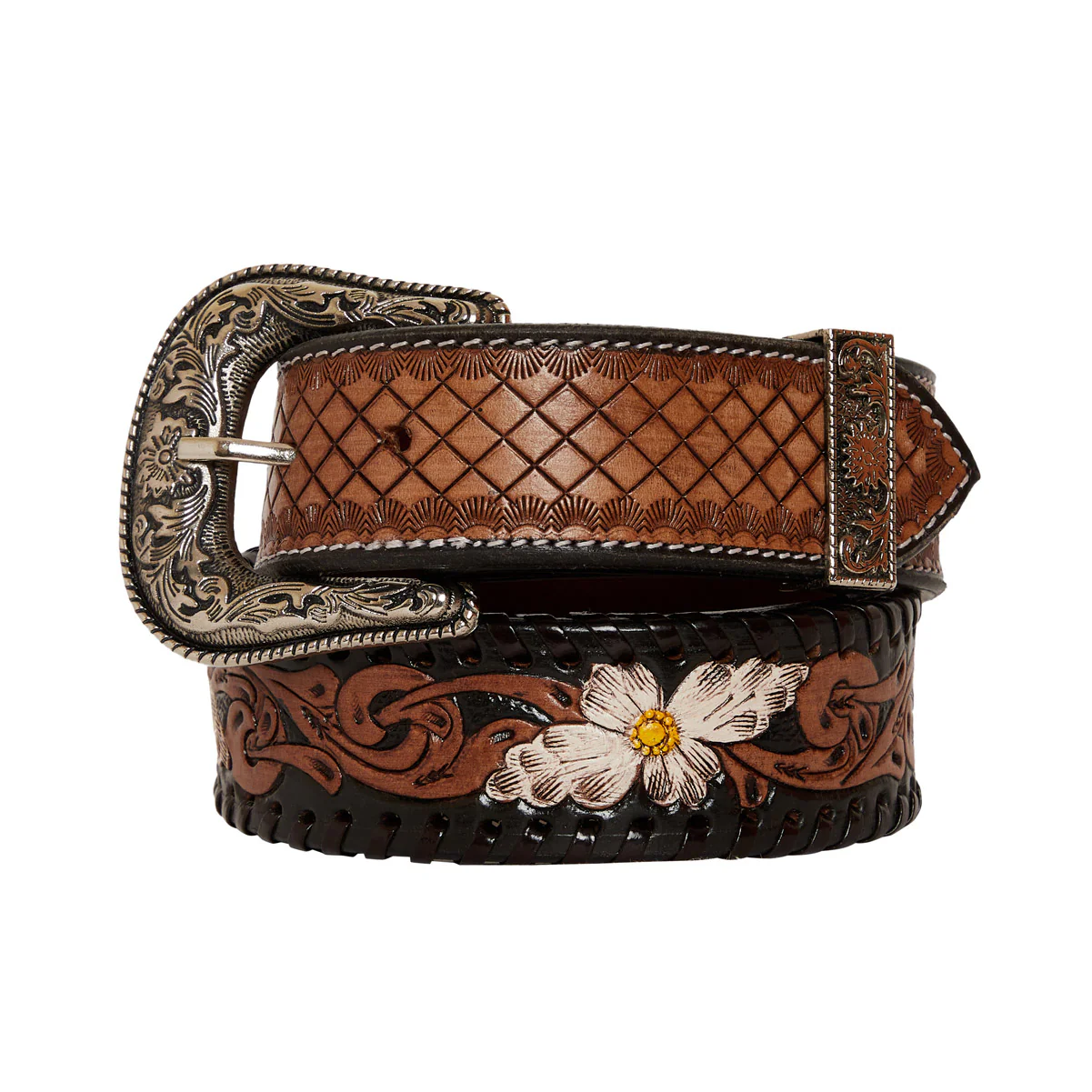 2836-checkered-brown-hand-tooled-leather-women-s-belt-1.webp