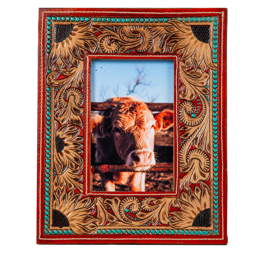 Devonnieâs Sunflowers Hand-Tooled Photo Frame