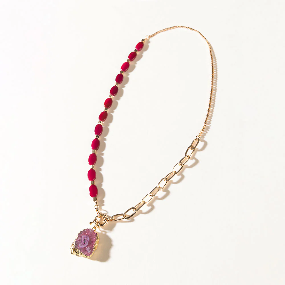 Amarillo Rose Necklace in Ruby Bloom