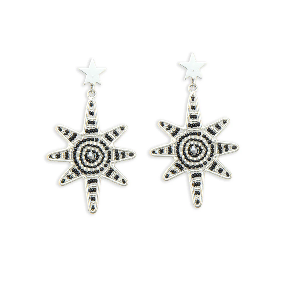 Guiding Star Beaded Earrings in Black & Silver 1 5783-guiding-star-beaded-earrings-in-black-silver-1.webp
