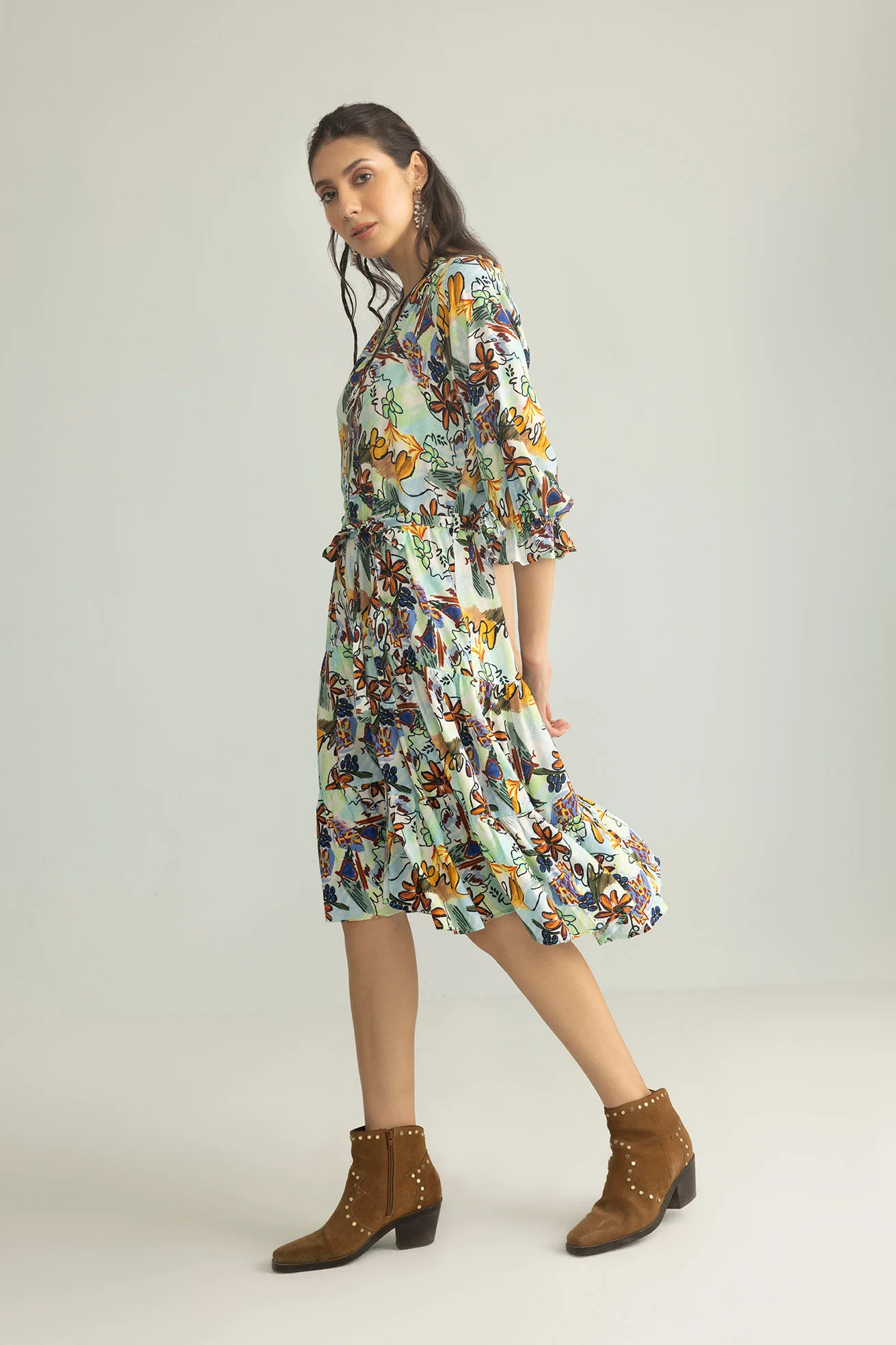 ArtHaus Garden Shirt Dress in Coral Bloom