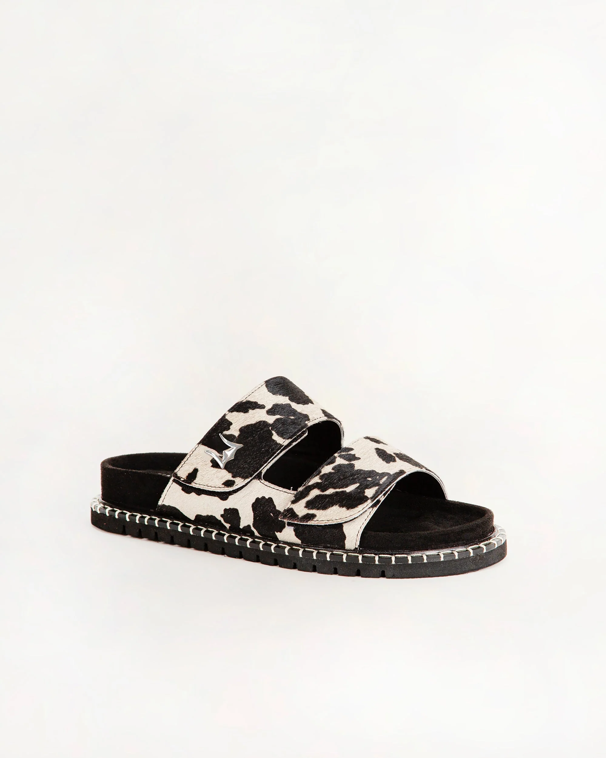 Loyal West Deen Canyon Sandals - Black And White Cowhide
