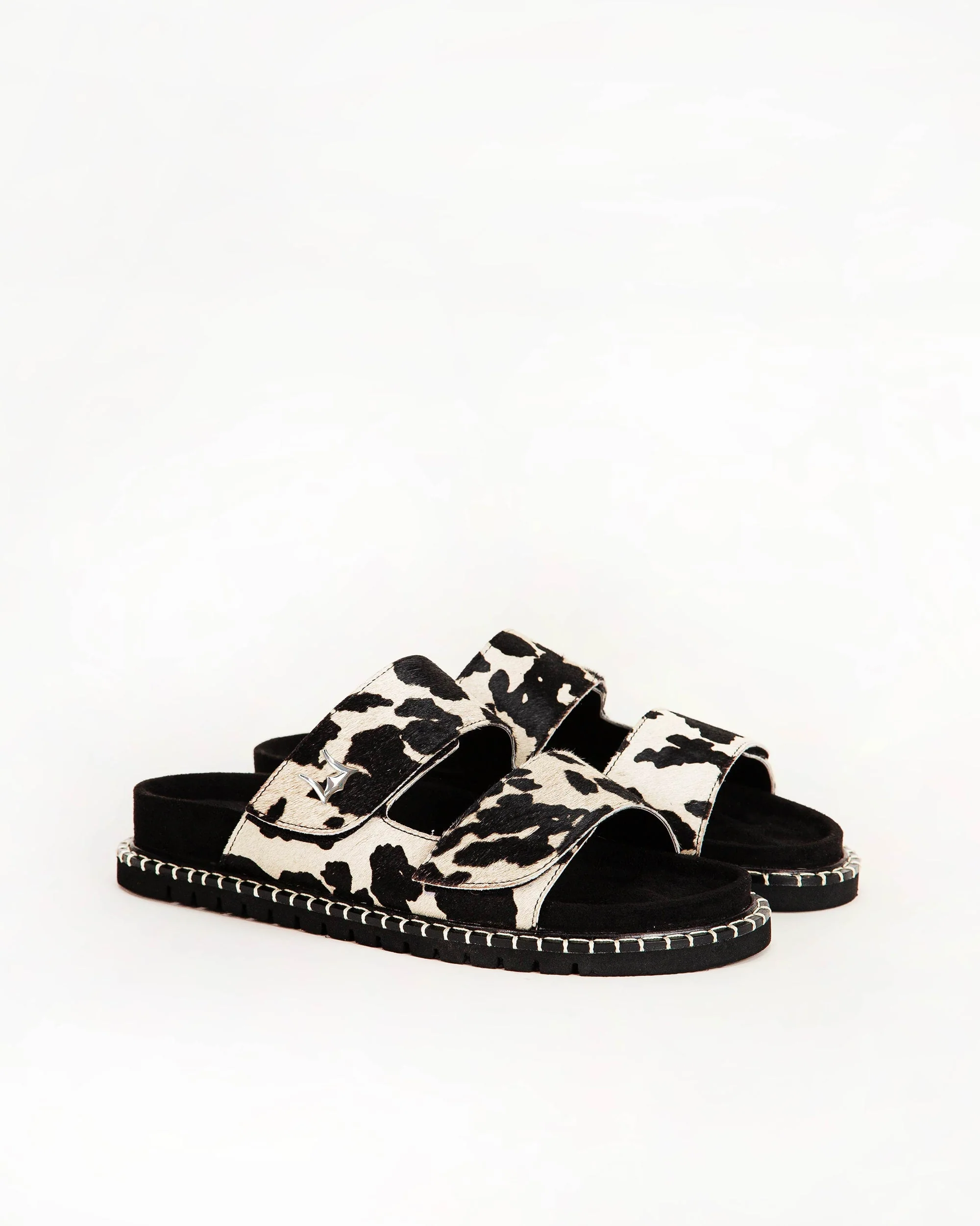 Loyal West Deen Canyon Sandals - Black And White Cowhide
