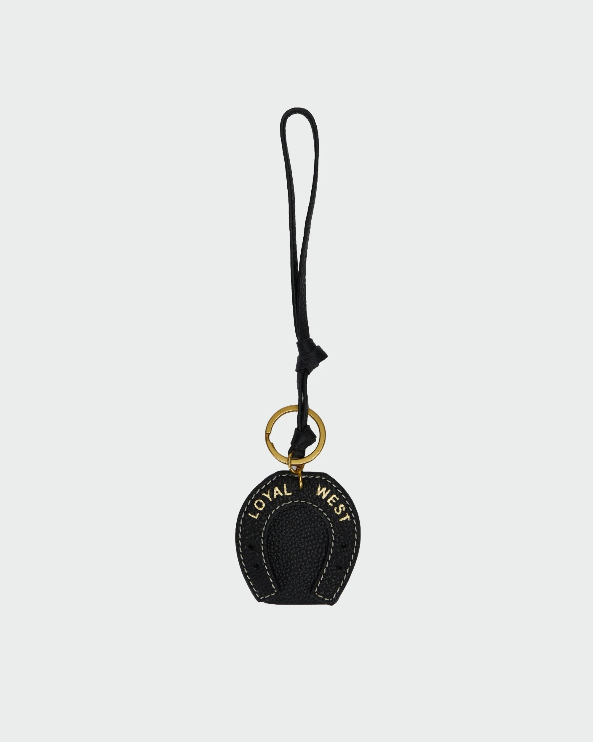Loyal West HORSE SHOE BAG CHARM IN CALF LEATHER - BLACK