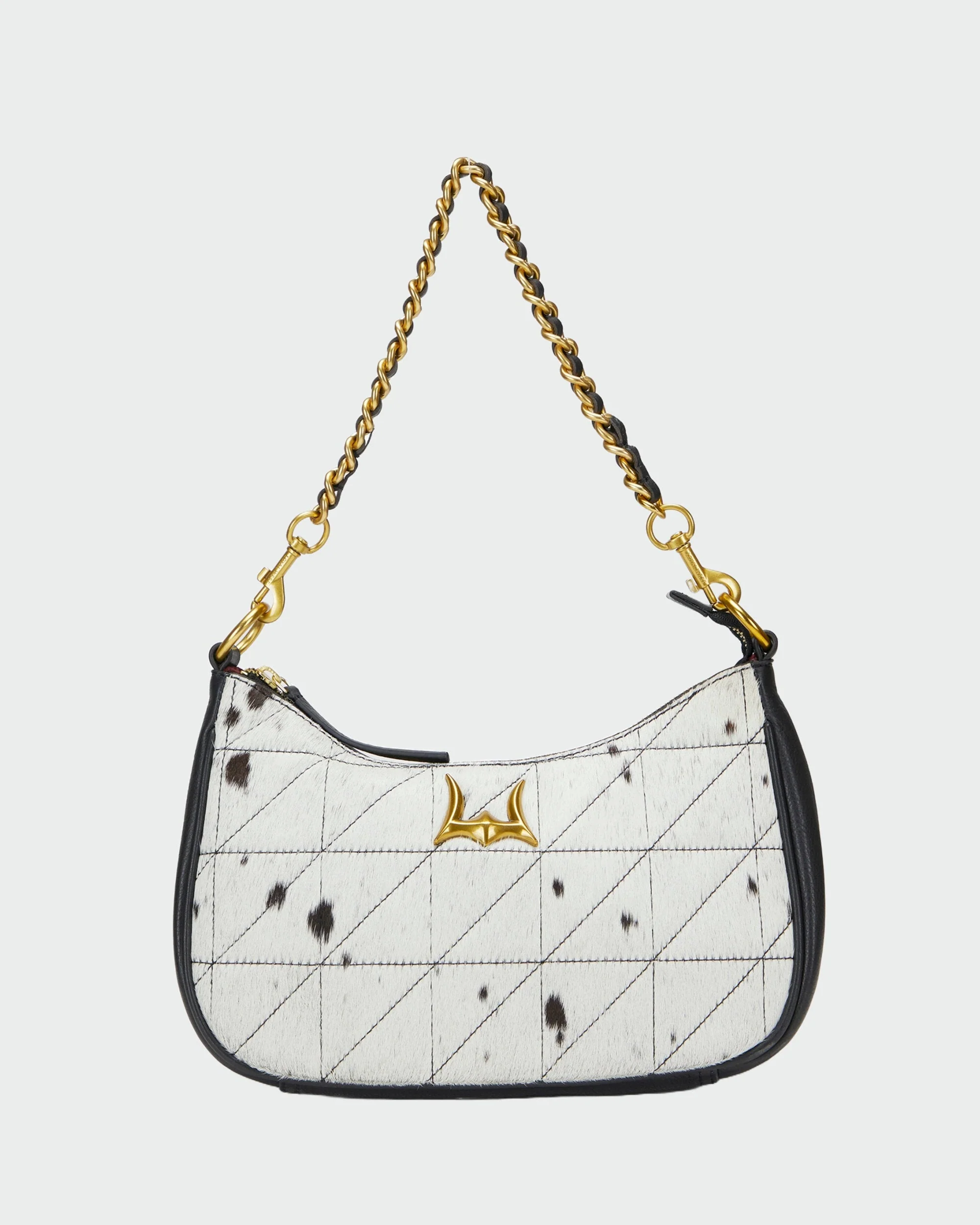 Loyal West JOE QUILTED NAPPA LEATHER BAG - BLACK & WHITE COWHIDE