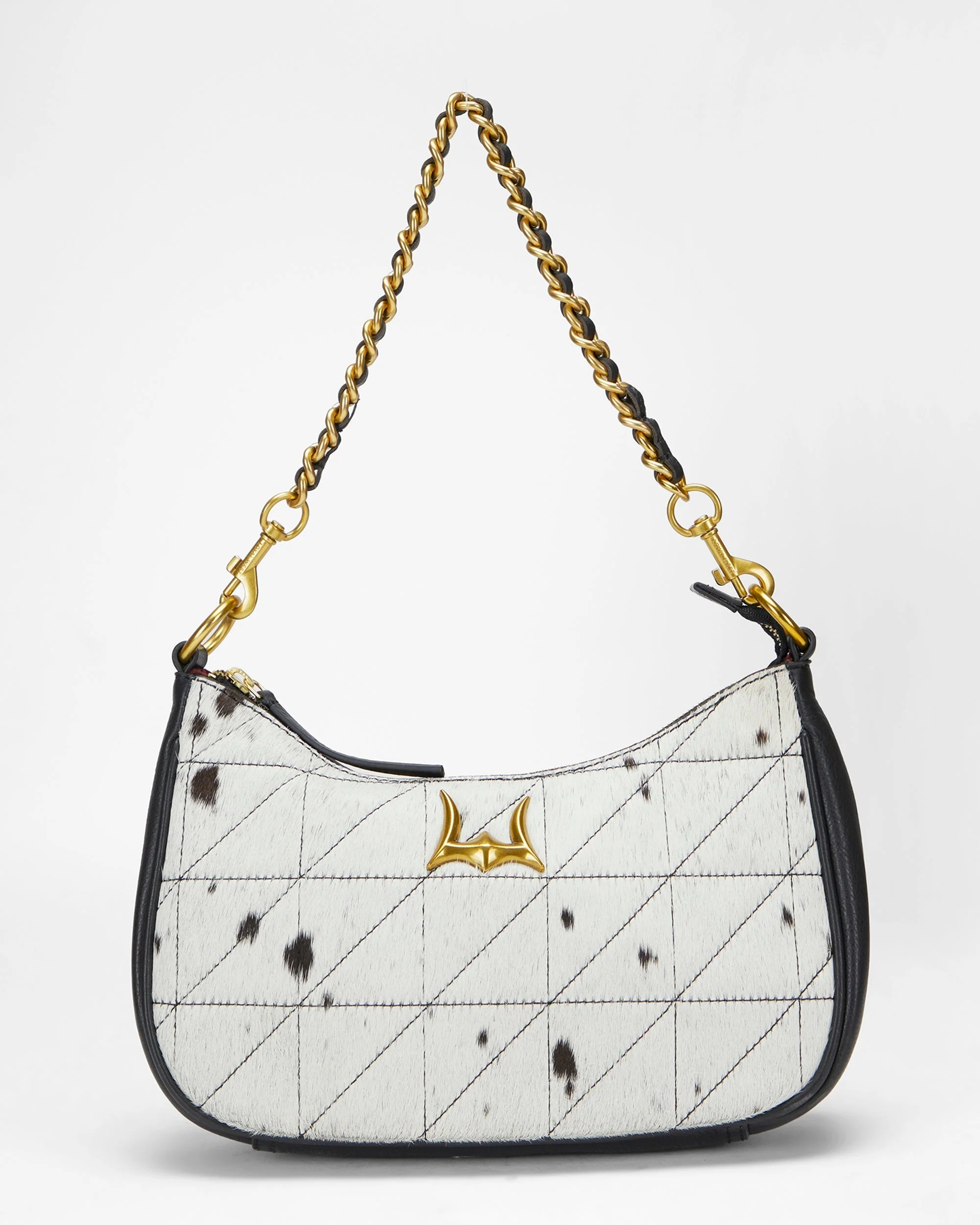Loyal West JOE QUILTED NAPPA LEATHER BAG - BLACK & WHITE COWHIDE