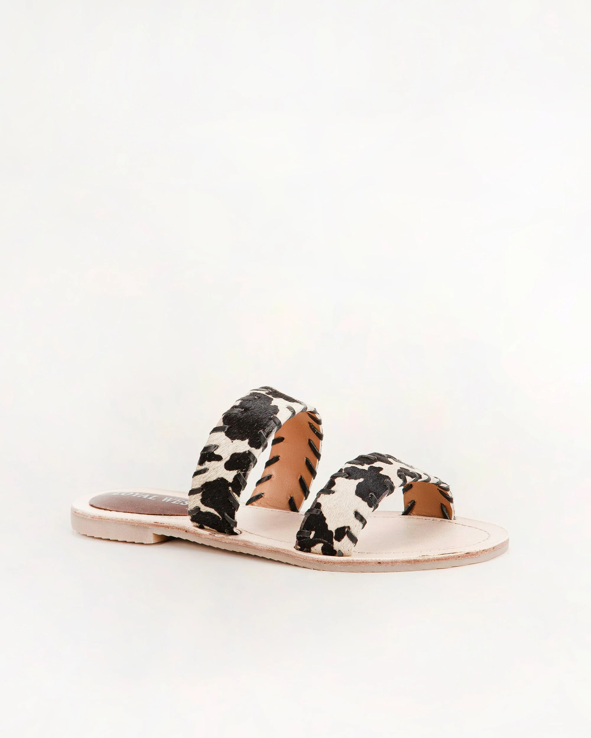 Loyal West Mesa Wanderer Sandals - Black And White Cowhide