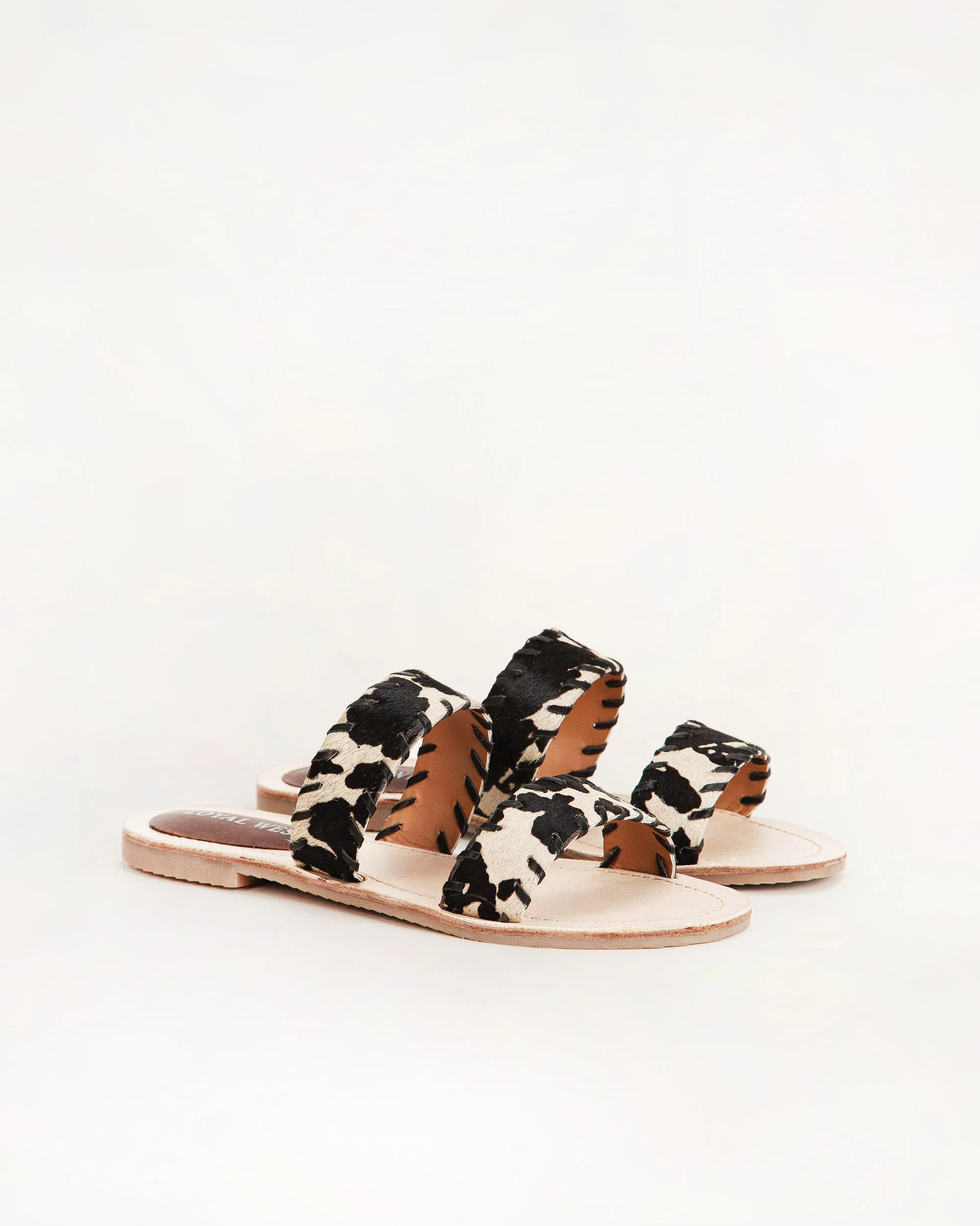 Loyal West Mesa Wanderer Sandals - Black And White Cowhide