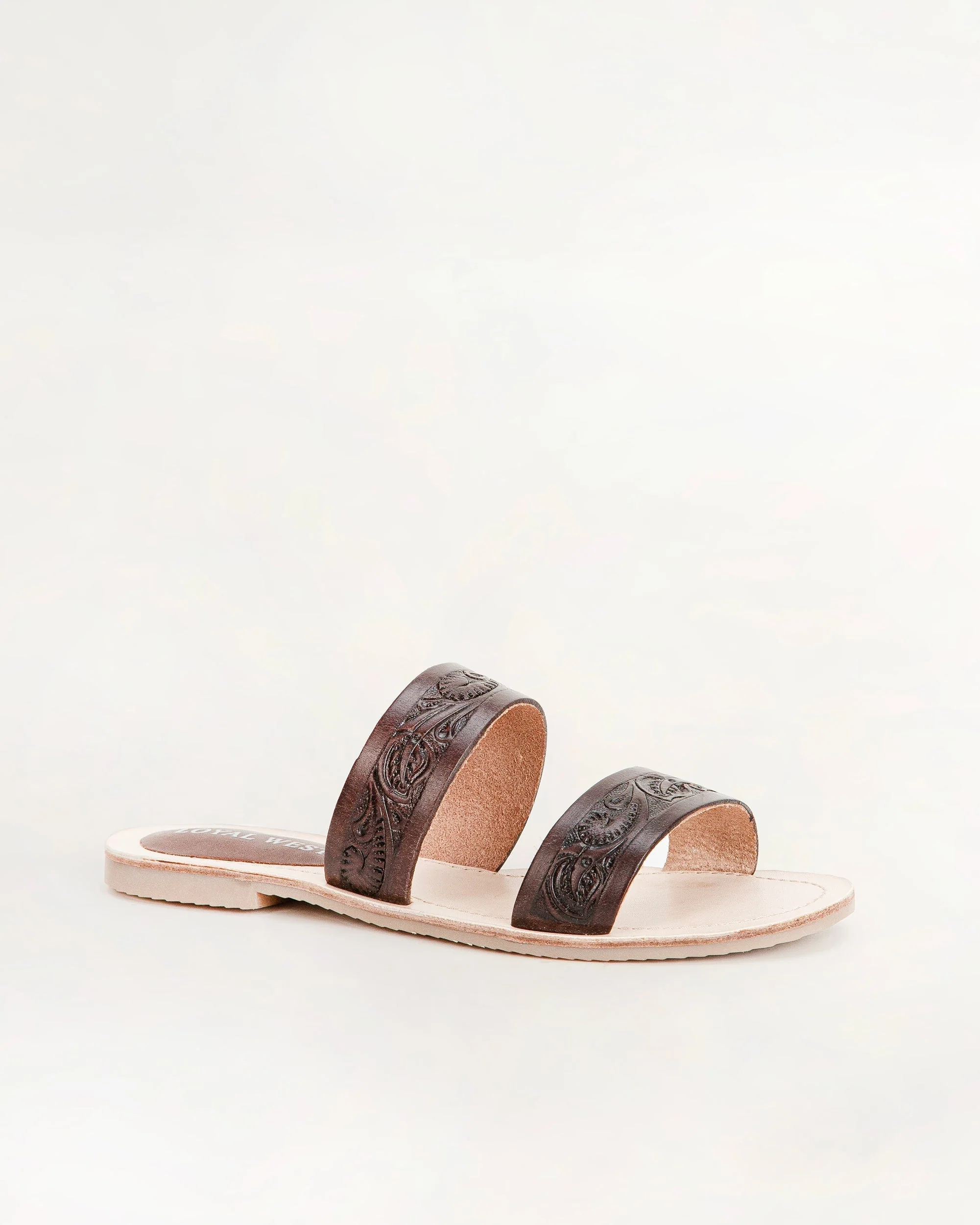 Loyal West Mesa Wanderer Sandals - Black Handtooled Leather