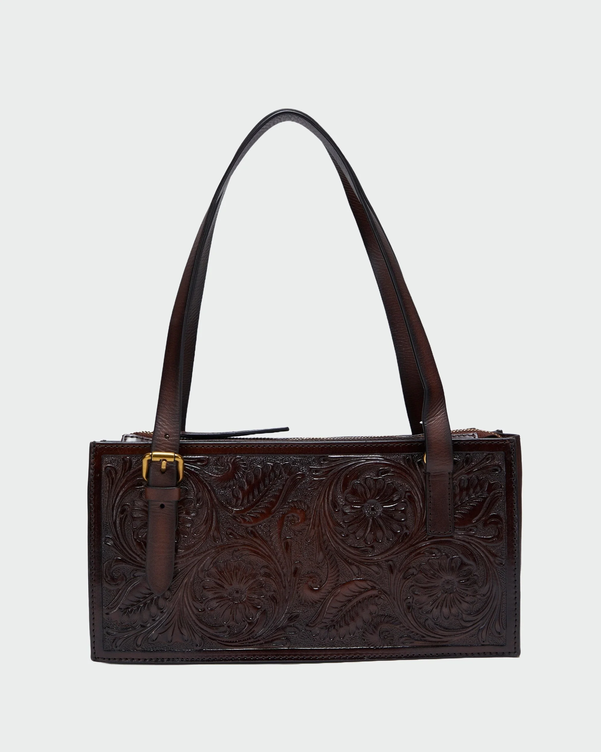 Loyal West MIVVA HANDTOOLED MINI BAG - BRUNETTE LEATHER