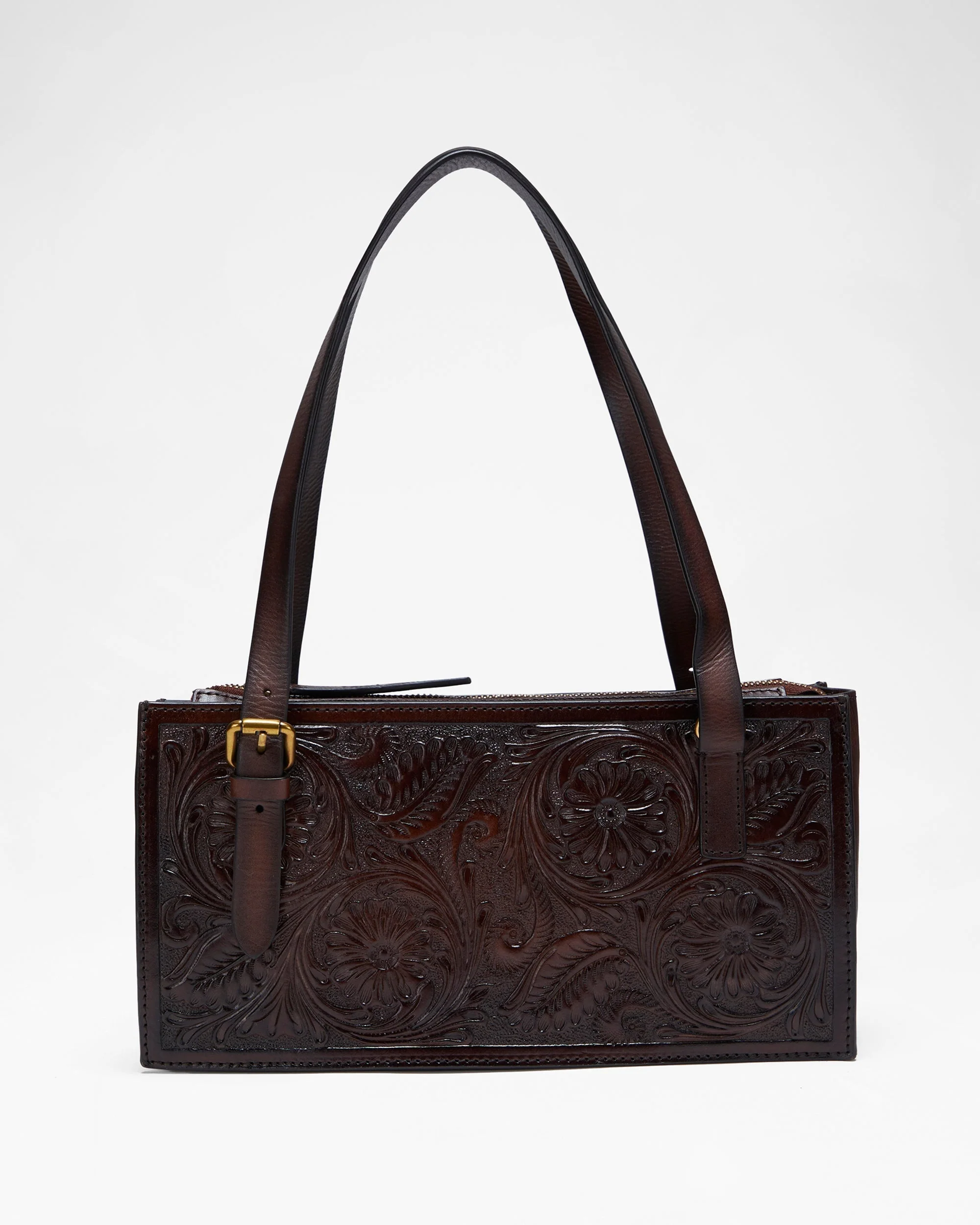 Loyal West MIVVA HANDTOOLED MINI BAG - BRUNETTE LEATHER