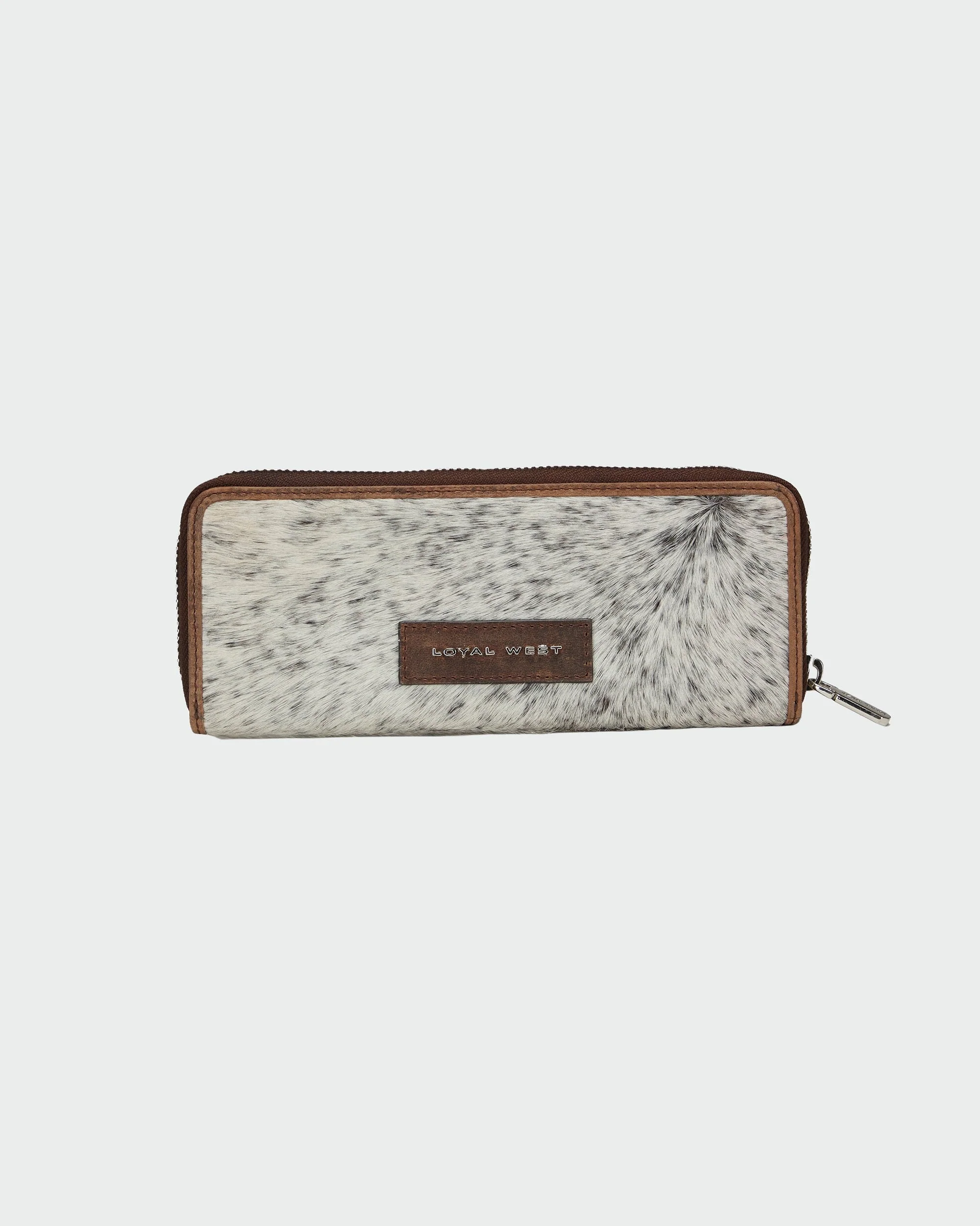 Loyal West RANCH ROAD JEWELERY CASE IN BROWN & WHITE COWHIDE