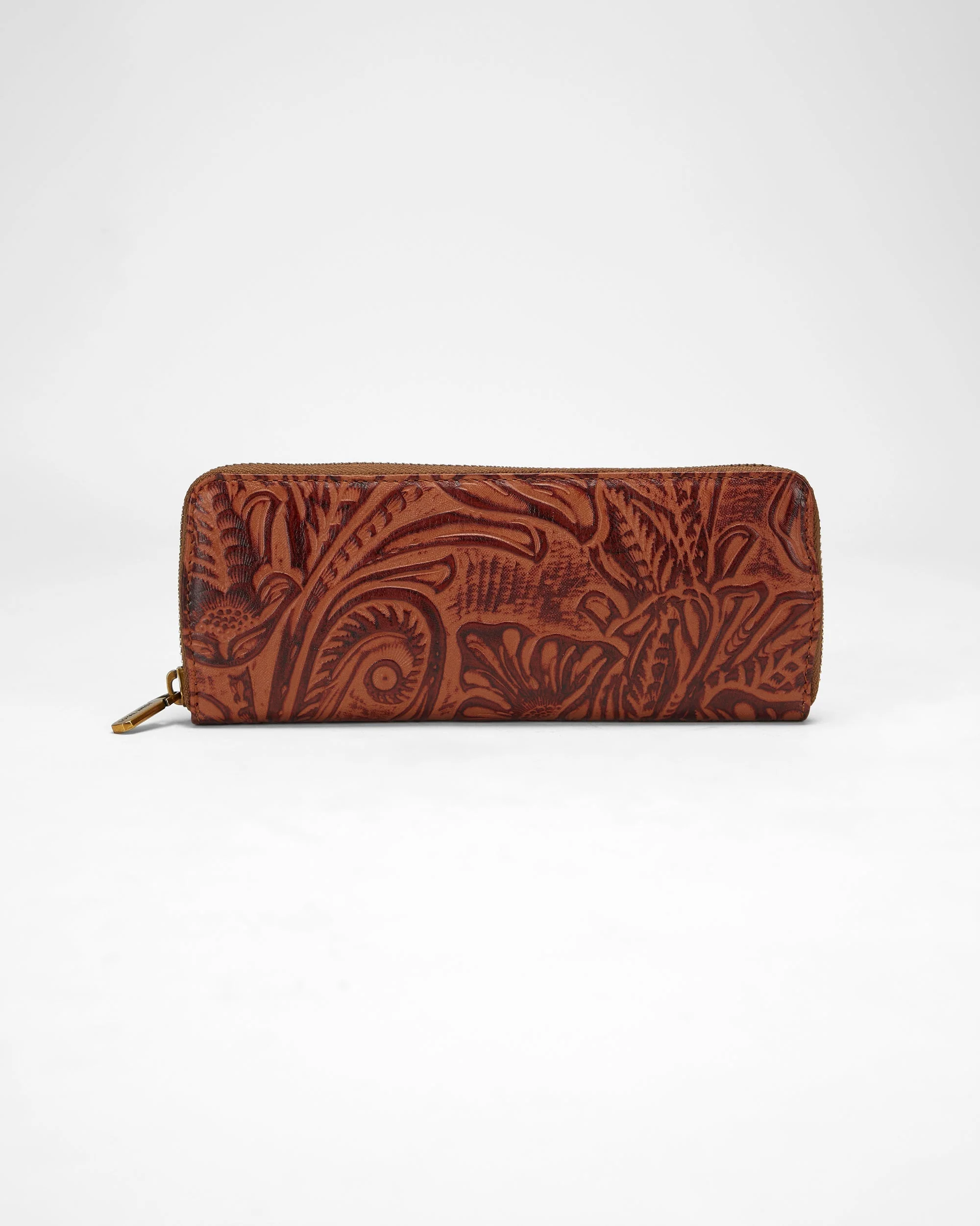Loyal West RANCH ROAD JEWELERY CASE IN HAND FINISHED EMBOSSED LEATHER - BROWN