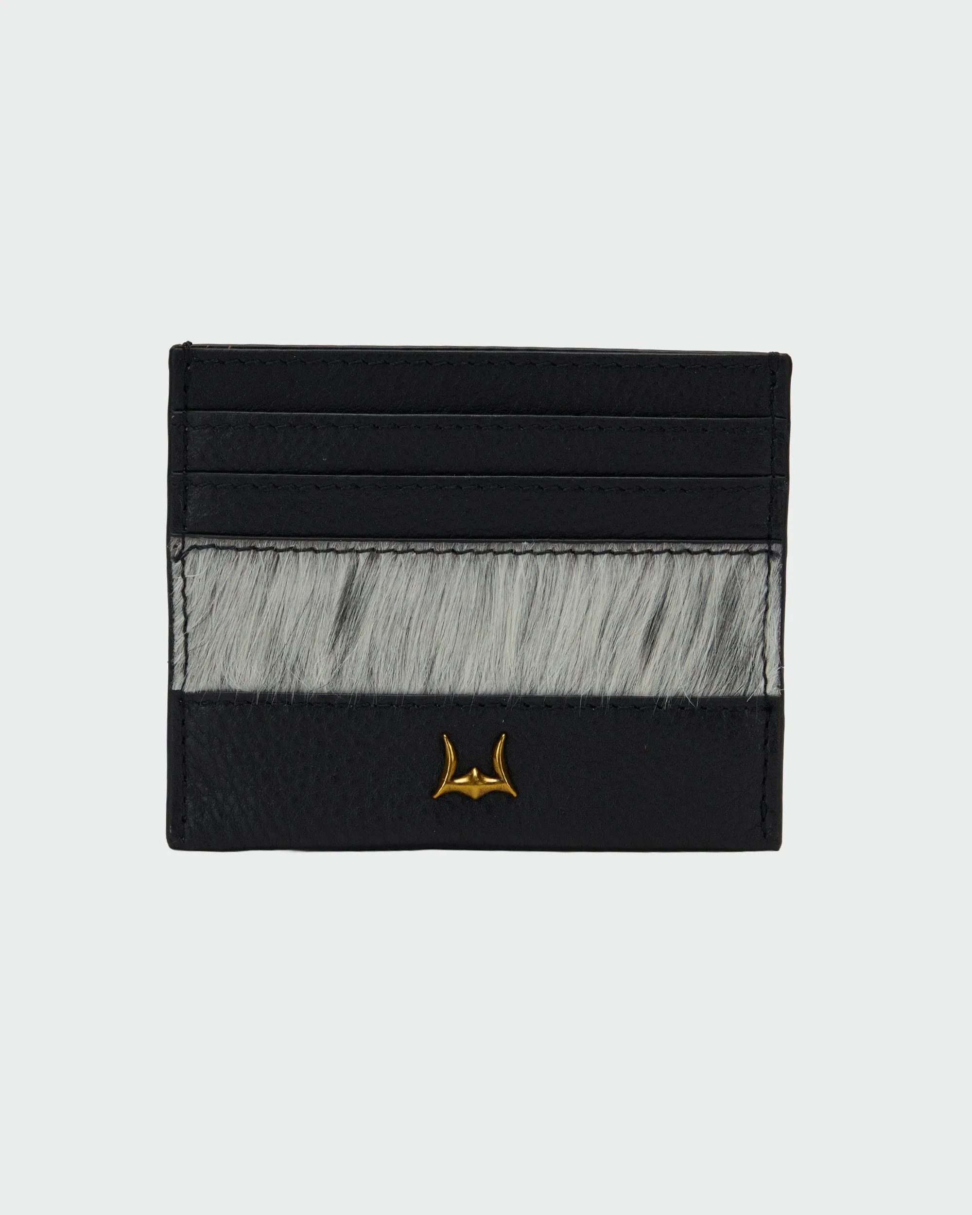 Loyal West SHELL CARD HOLDER IN BLACK & WHITE COWHIDE