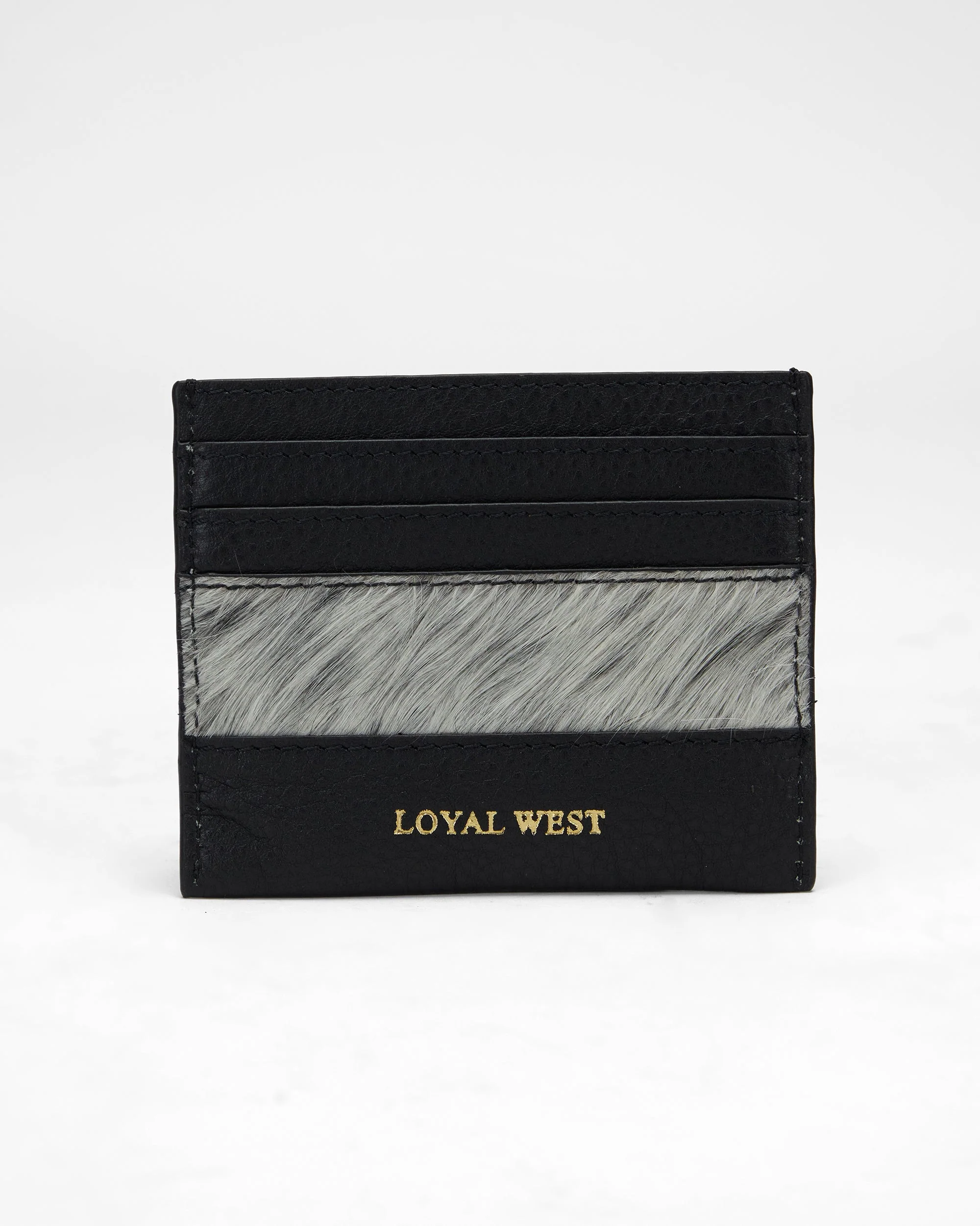 Loyal West SHELL CARD HOLDER IN BLACK & WHITE COWHIDE