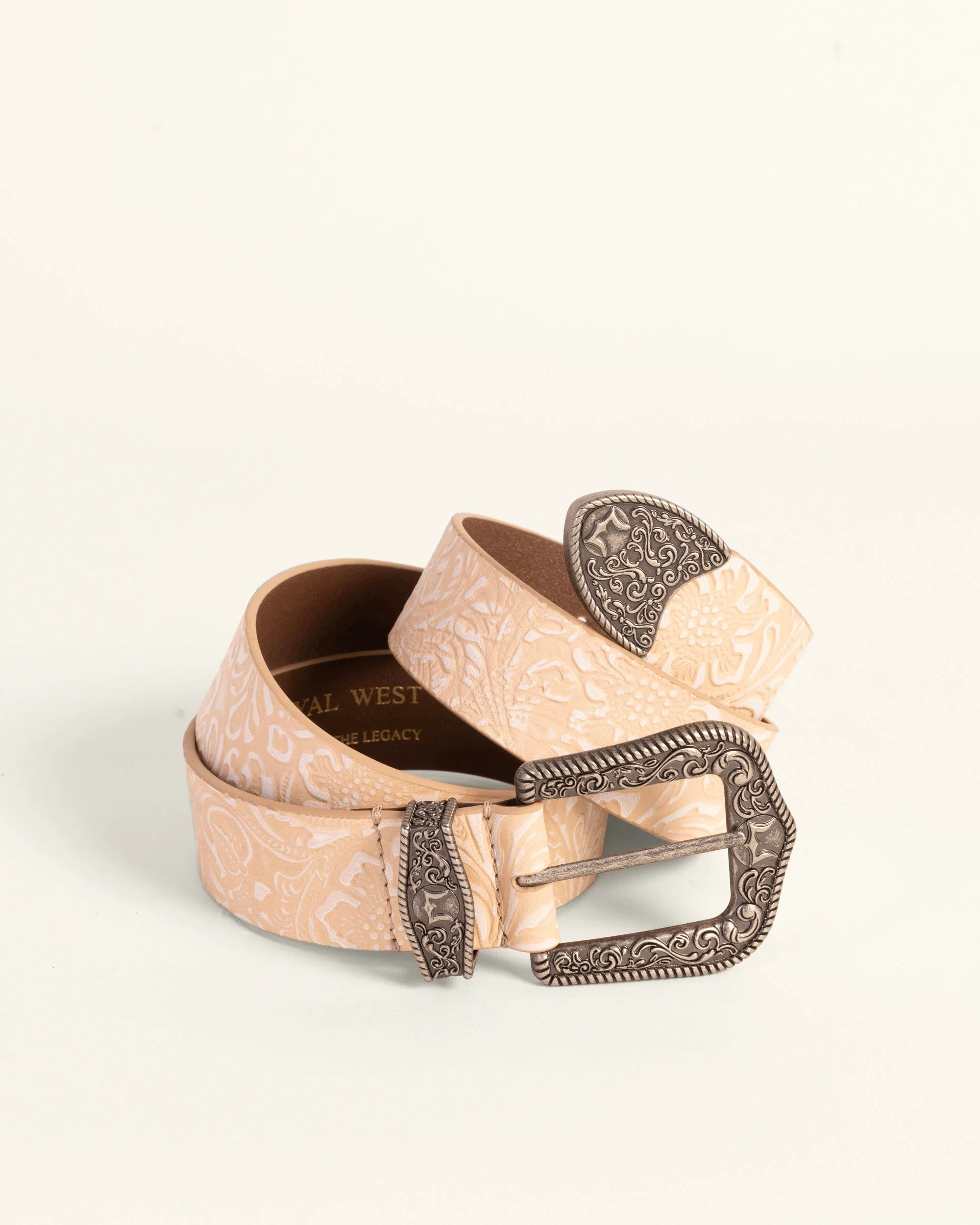 Loyal West Sophia Belt - Beige Floral Leather