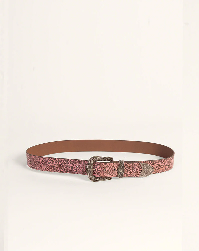 Loyal West Sophia Belt-Pink Floral Leather
