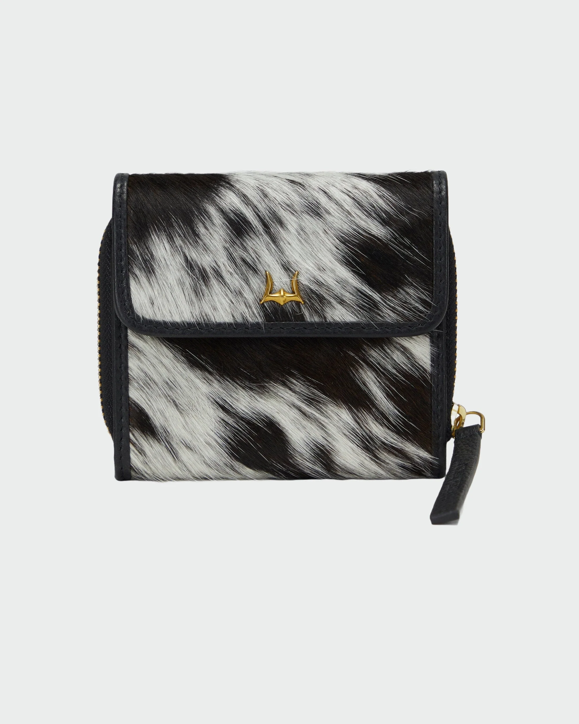 Loyal West SOPHIA CARD HOLDER IN BLACK & WHITE COWHIDE