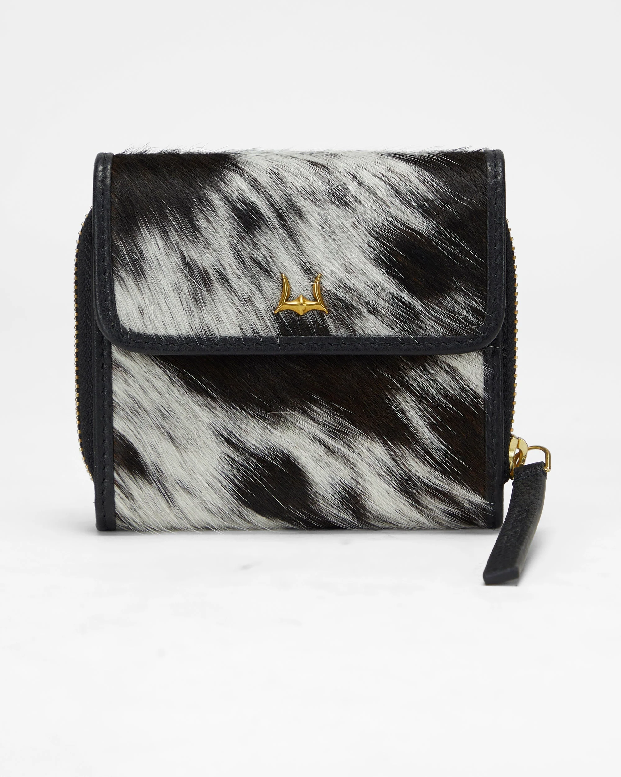Loyal West SOPHIA CARD HOLDER IN BLACK & WHITE COWHIDE