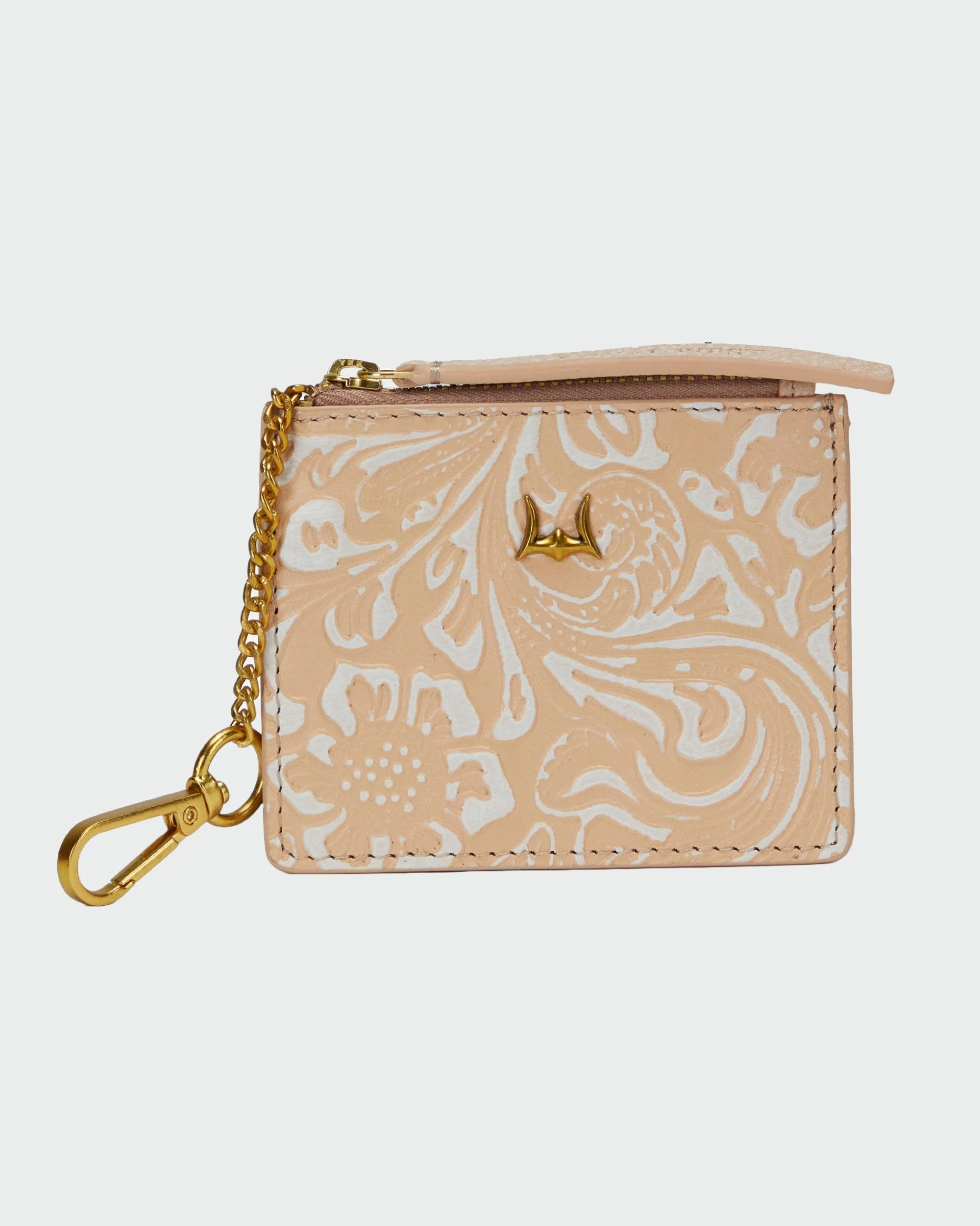 Loyal West SOPHIA CREDIT CARD HOLDER IN HAND FINISHED EMBOSSED LEATHER -  WHITE