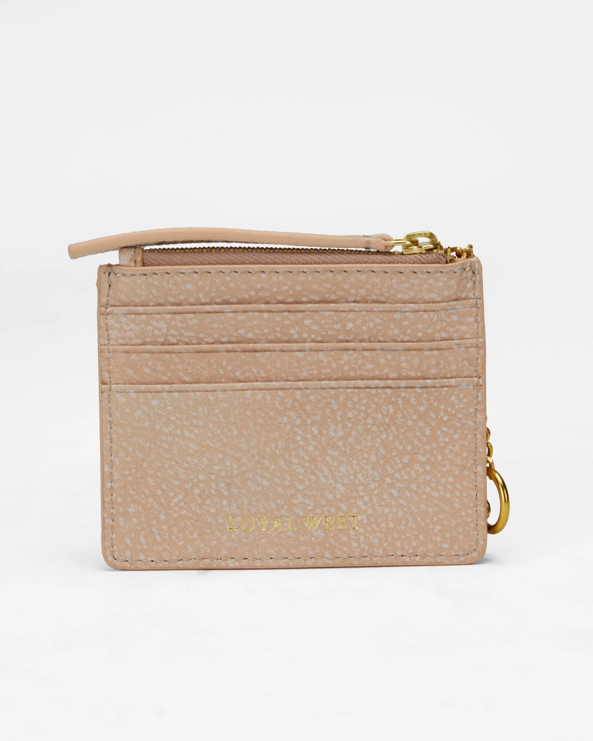 Loyal West SOPHIA CREDIT CARD HOLDER IN HAND FINISHED EMBOSSED LEATHER - WHITE