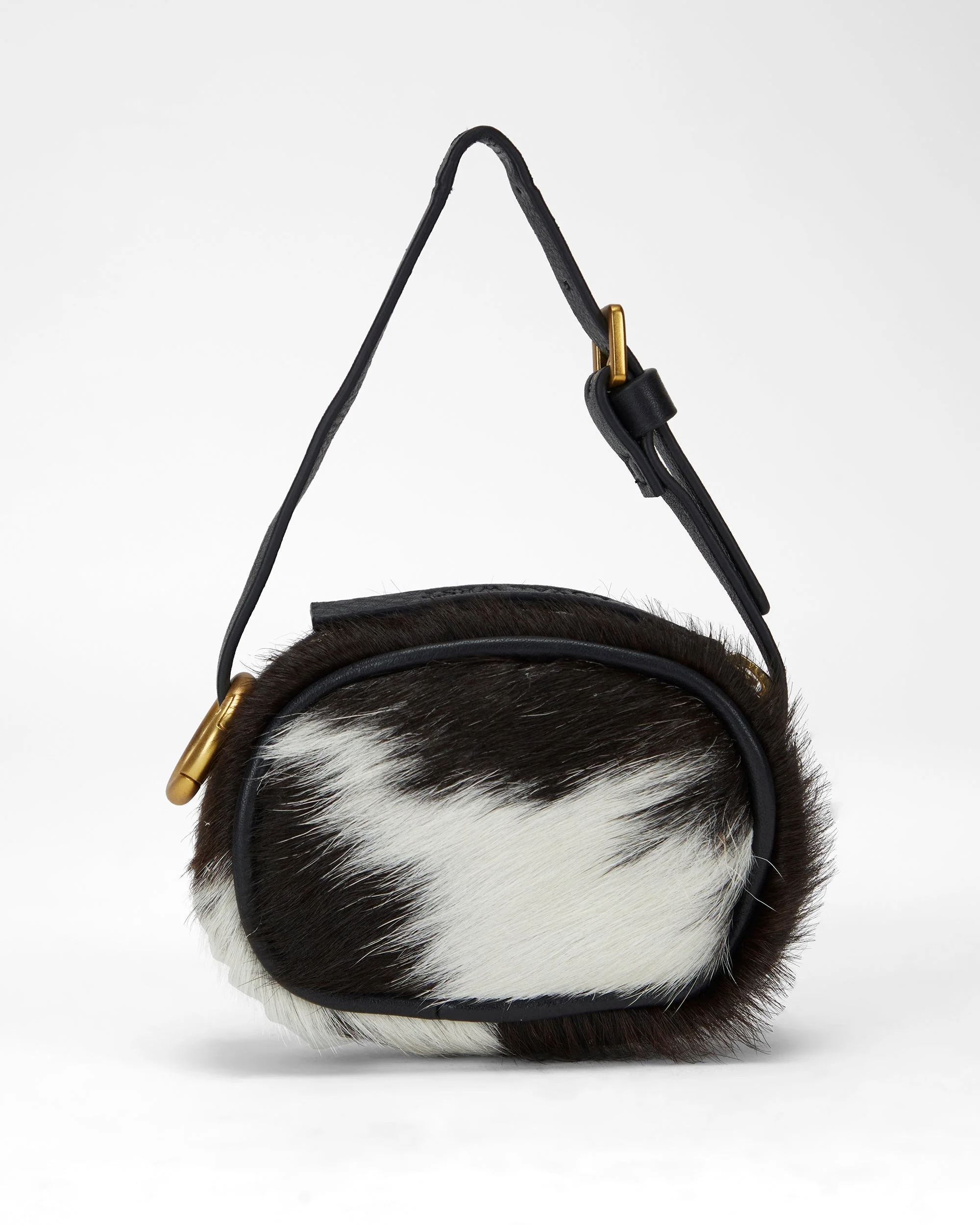 Loyal West SOPHIA MICRO BAG CHARM IN BLACK & WHITE COWHIDE