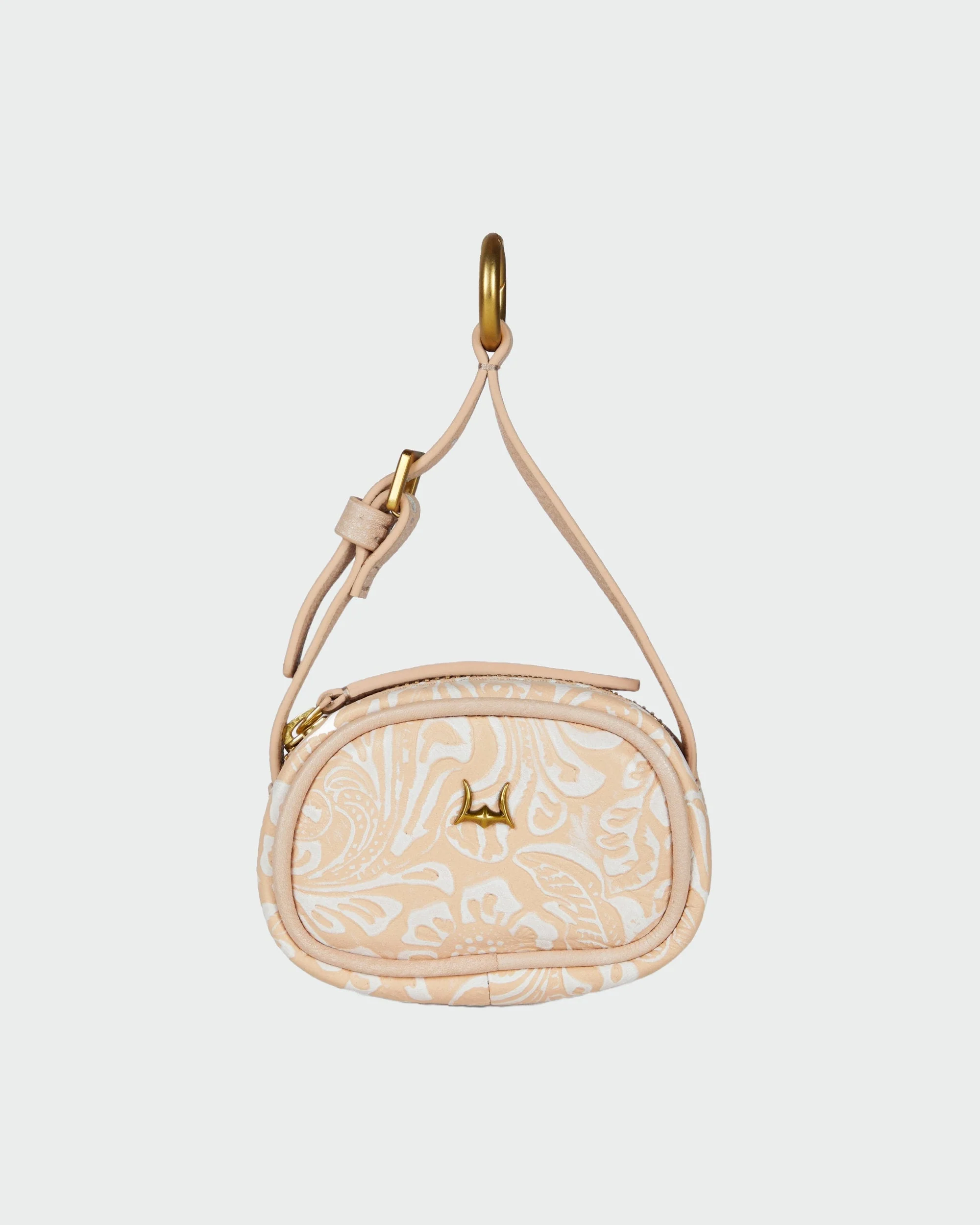 Loyal West SOPHIA MICRO BAG CHARM IN HAND FINISHED EMBOSSED LEATHER - WHITE
