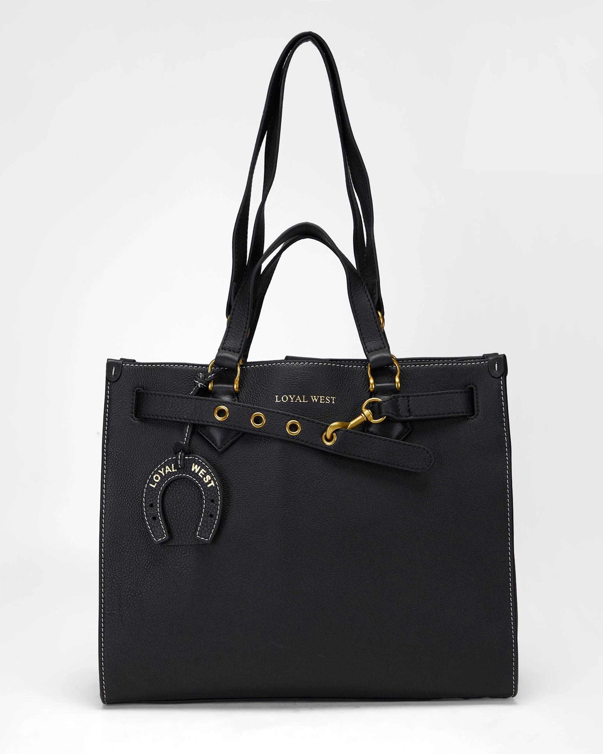 Loyal West STANDARD MEDIUM TOTE BAG IN CALFSKIN - BLACK