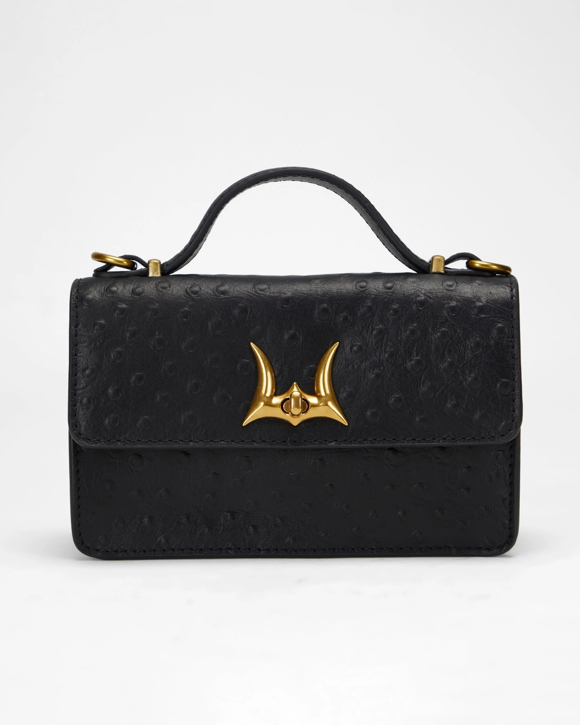 Loyal West VALENCIA OSTRICH LEATHER BAG - BLACK