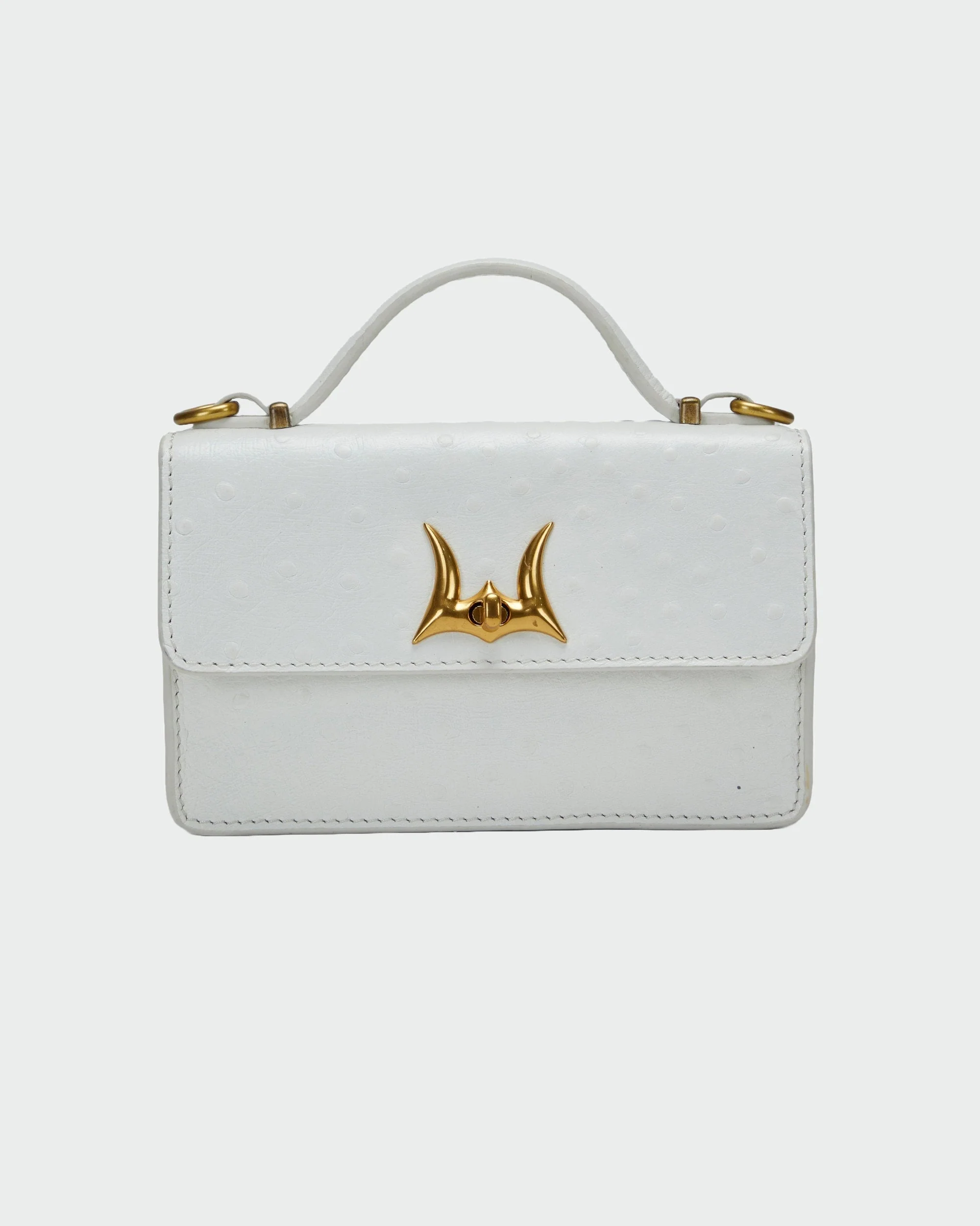 Loyal West VALENCIA OSTRICH LEATHER BAG - WHITE