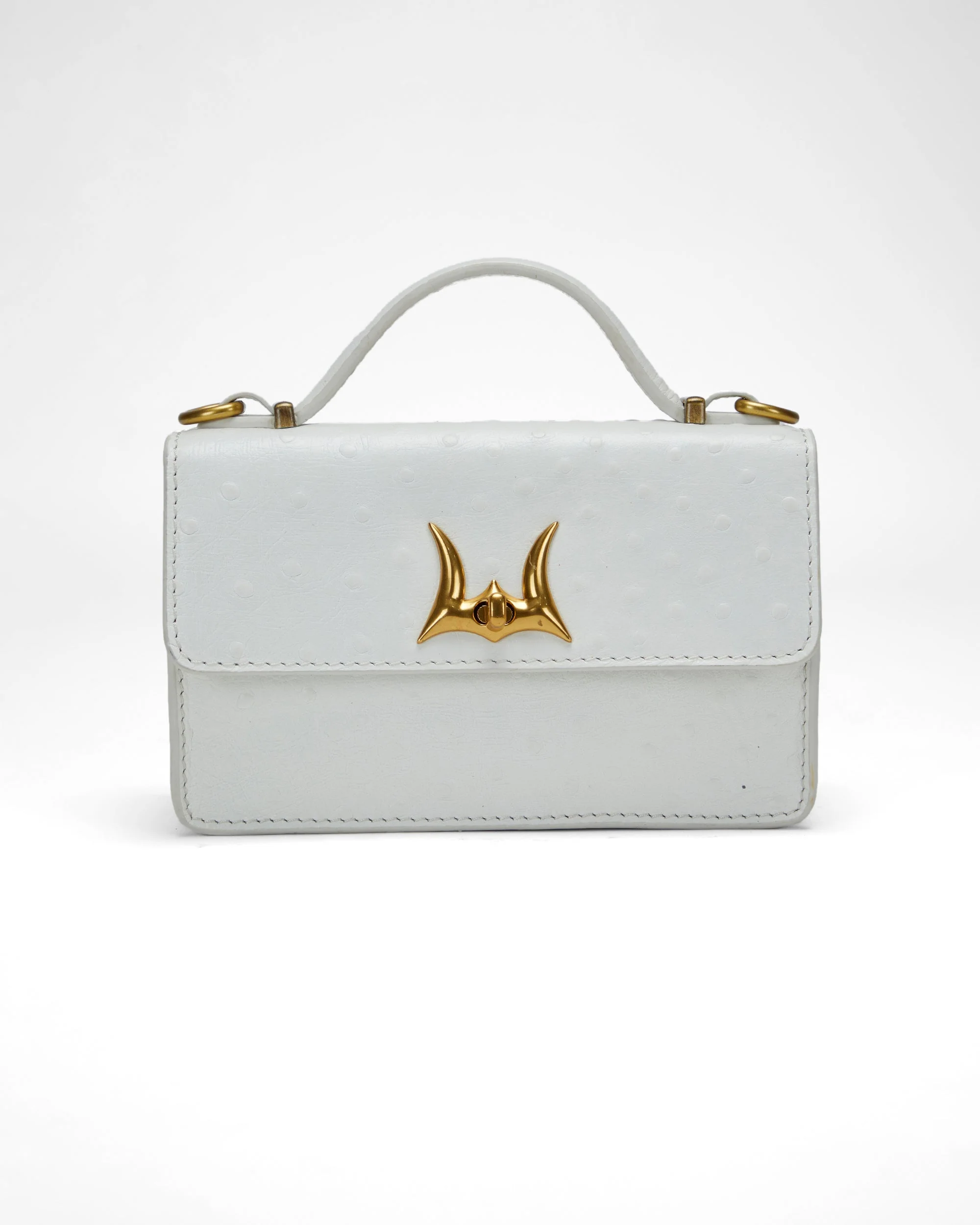 Loyal West VALENCIA OSTRICH LEATHER BAG - WHITE