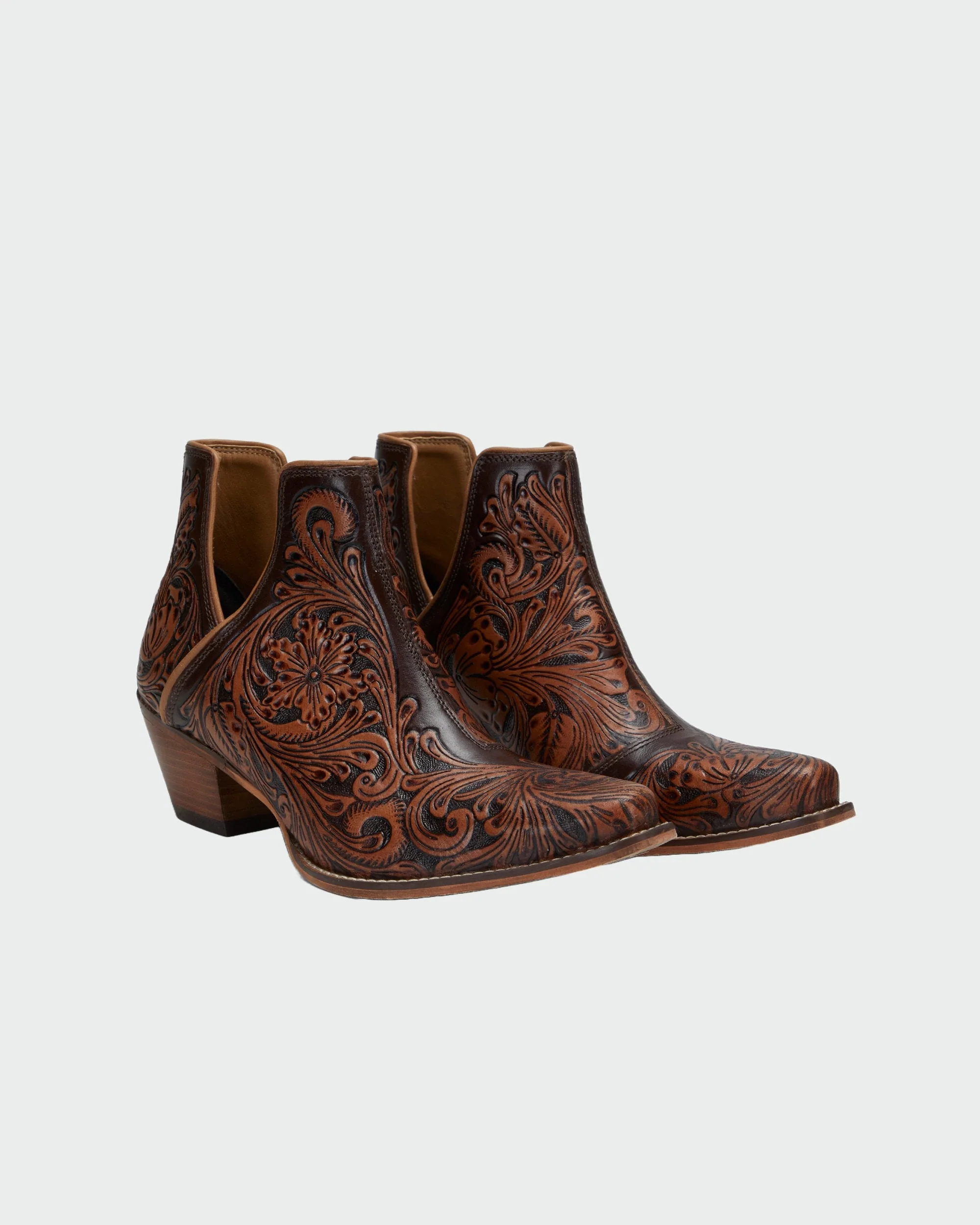 LOYAL WEST X MYRA Handtooled Booties - Tan