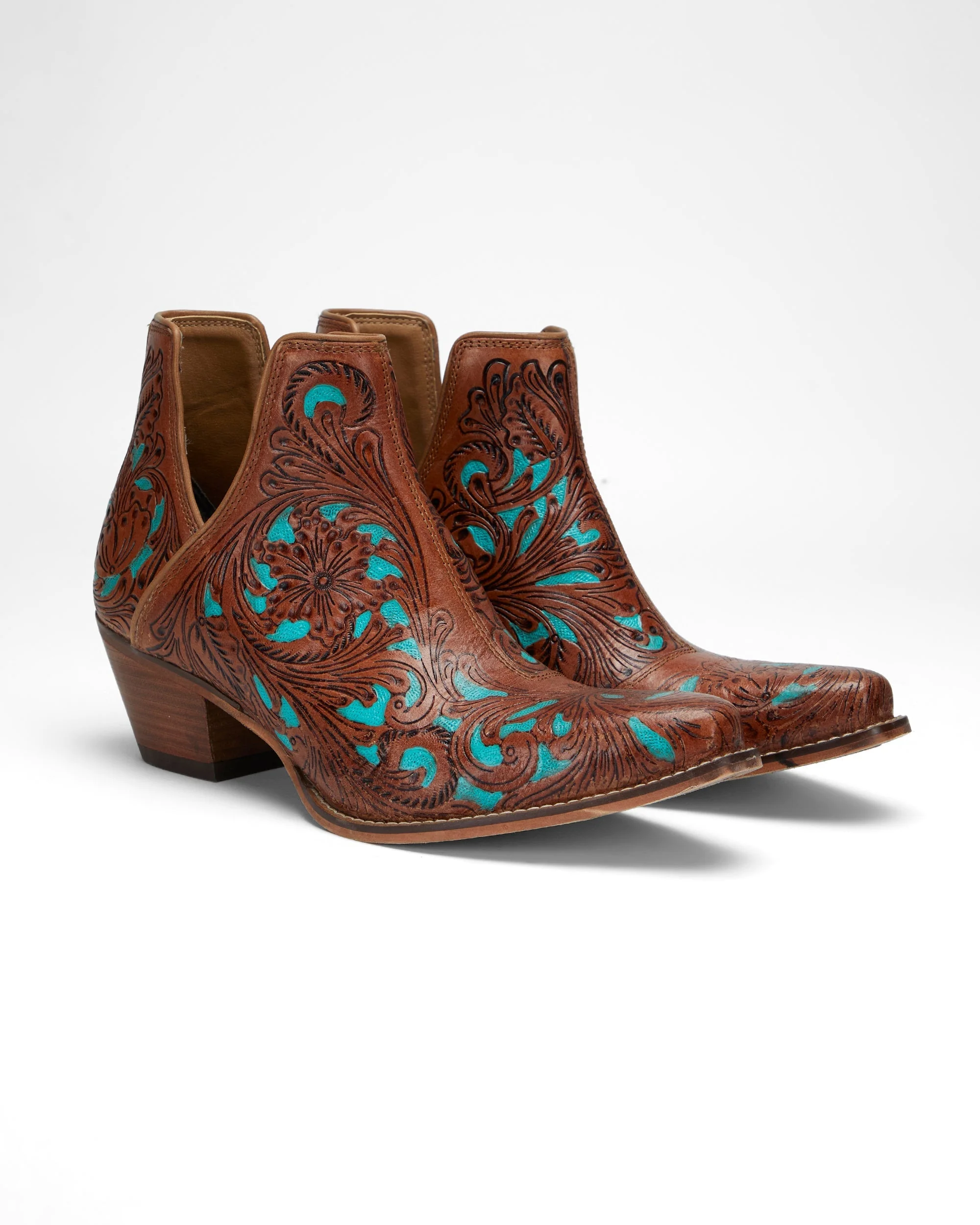 Loyal West X Myra Handtooled Booties - Turquoise