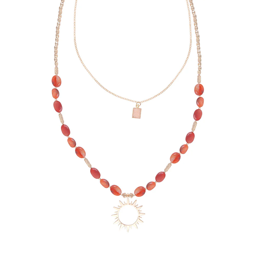 Maroon Stars Necklace