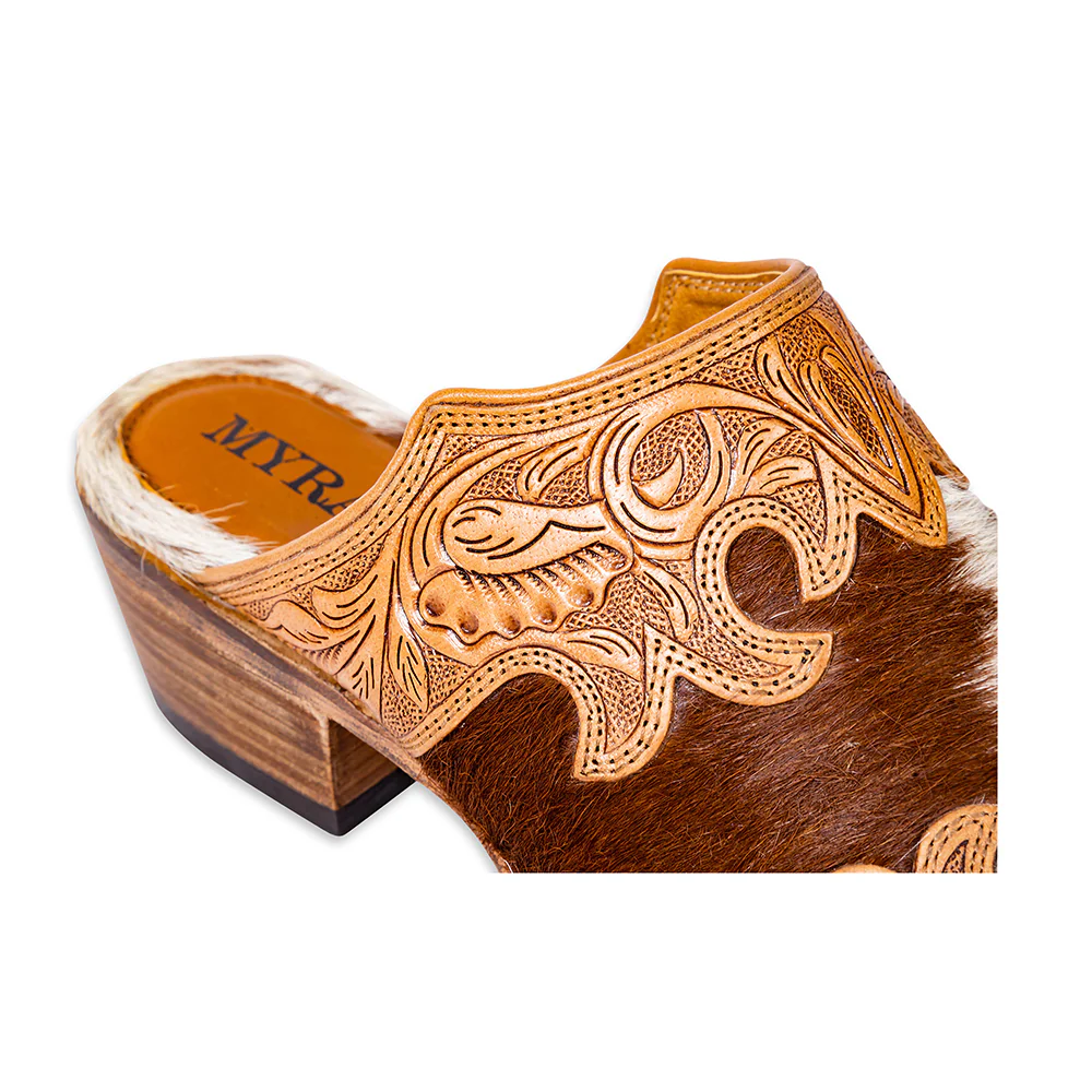 9096-myra-lacey-leather-mules-for-women-handtooled-leather-mid-top-with-hairon-accents-for-everyday-rodeo-elegance-1.webp