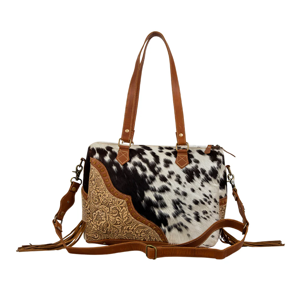 Myra Laredo Concealed Carry Bag - Hand-Stitched Hair-On Leather Satchel with Embossed Detailing and Western Fringe Design 1 9110-myra-laredo-concealed-carry-bag-hand-stitched-hair-on-leather-satchel-with-embossed-detailing-and-western-fringe-design-1.webp