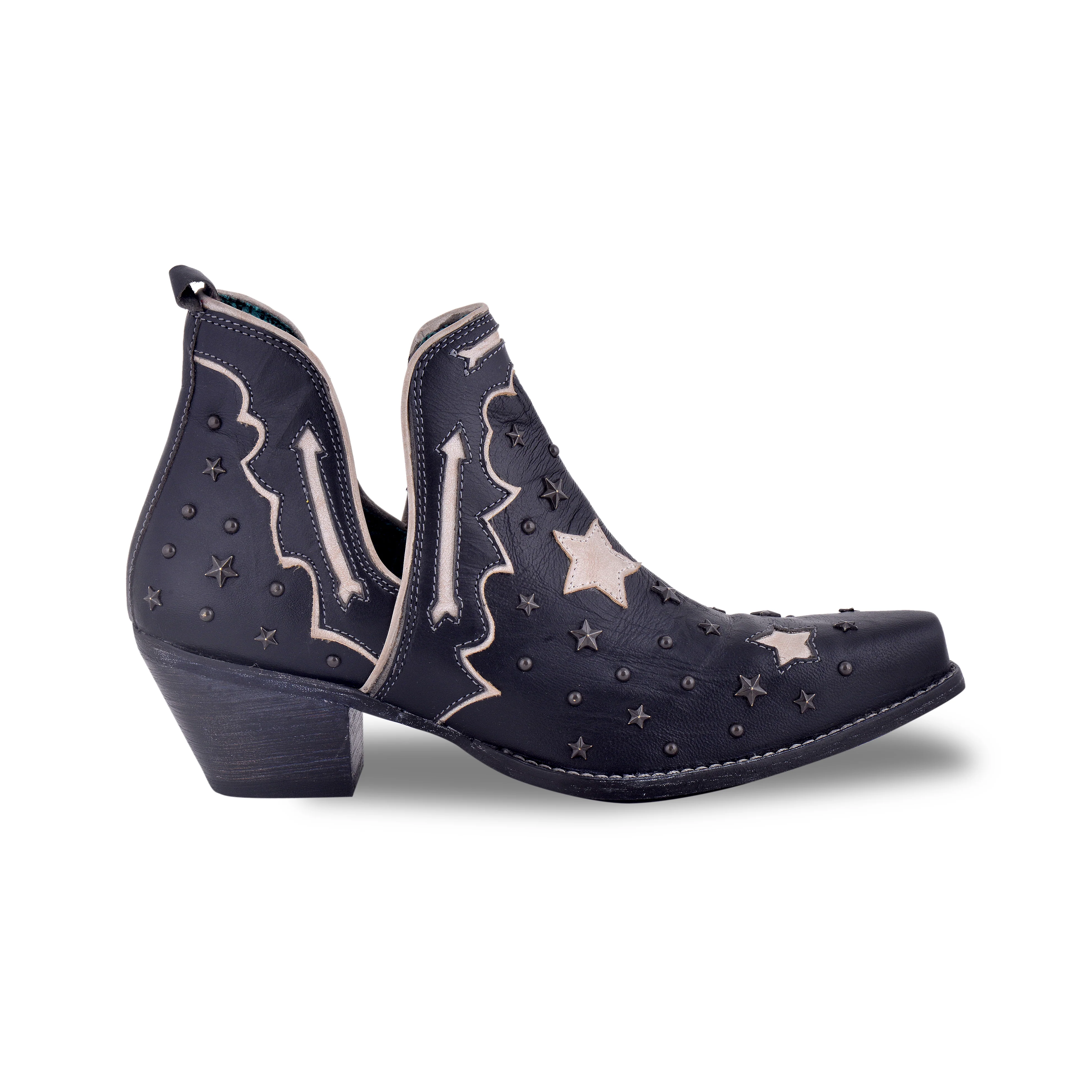 Myra Lone Star Sky Leather Rodeo Boots - Spilt-Top Handstitched Western Boots with Stud Detail for Rodeo Elegance